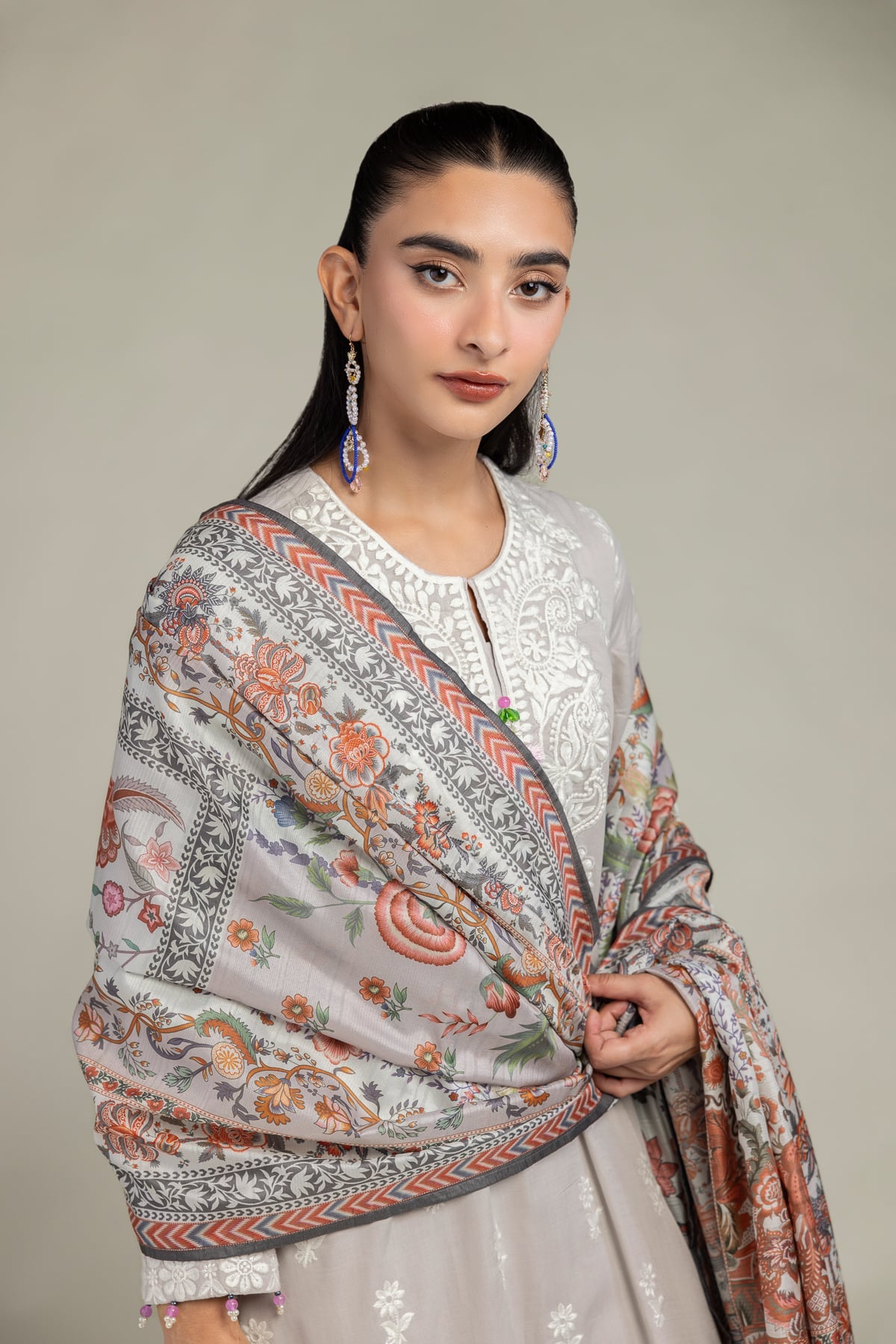 Floral Silk Dupatta
