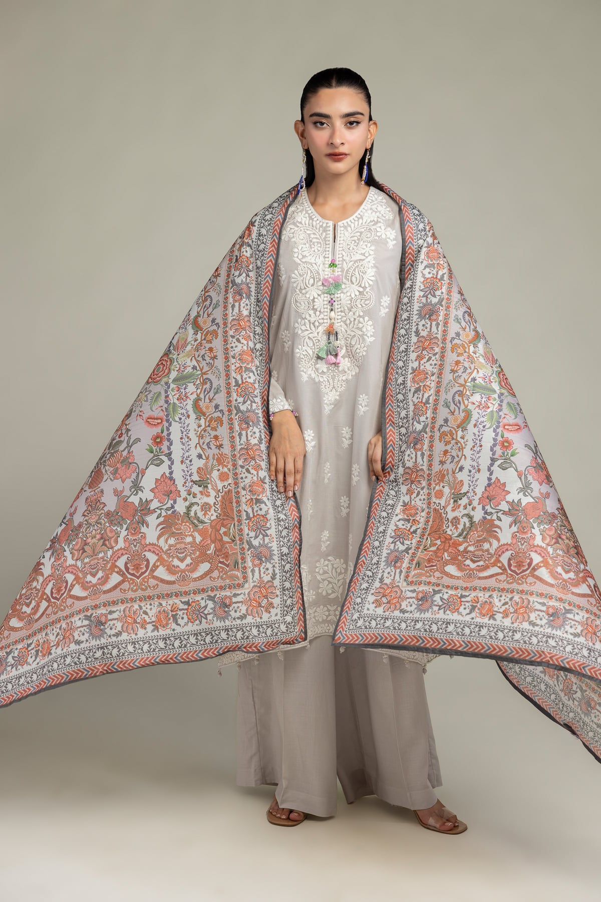 Floral Silk Dupatta
