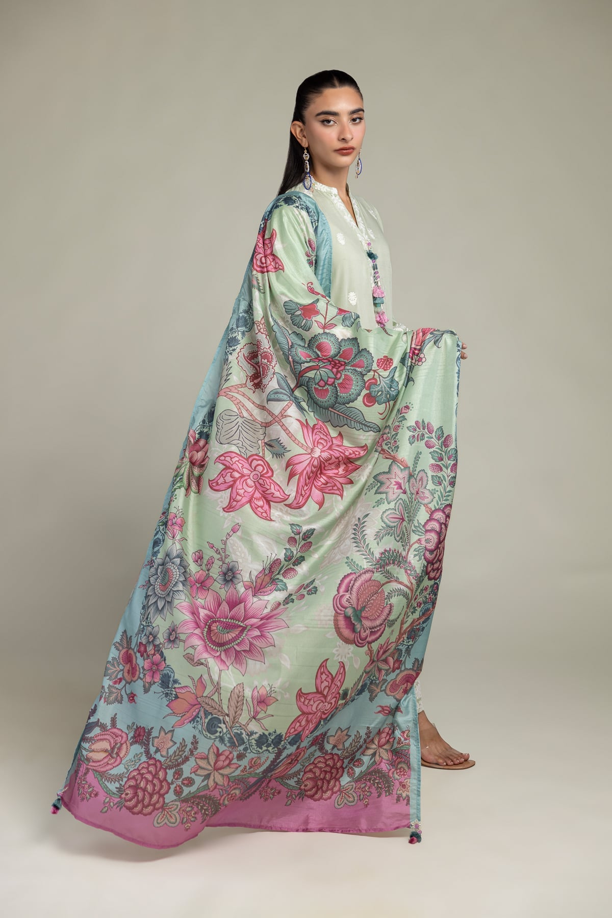 Silk Floral Dupatta