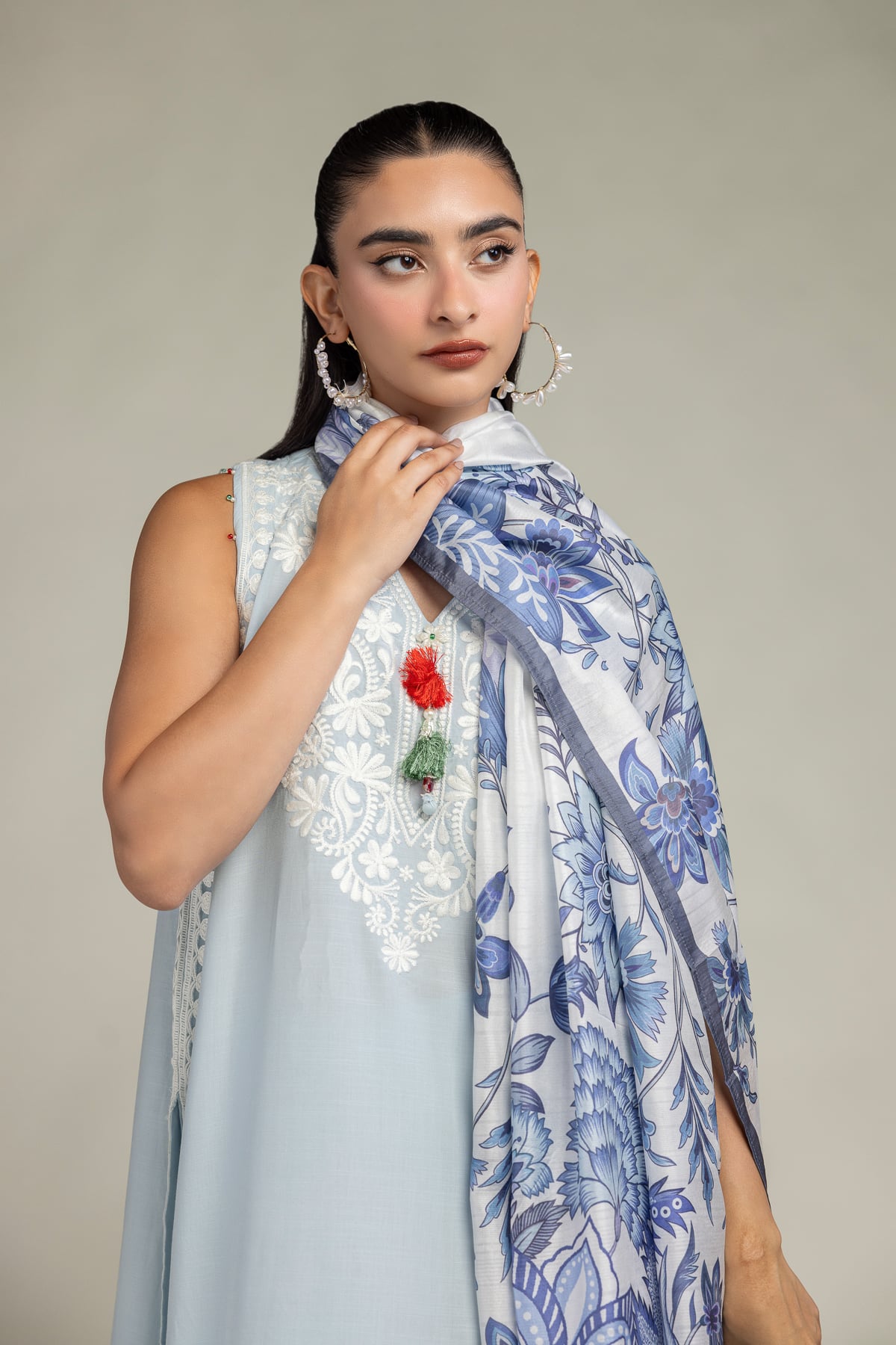 Floral Silk Dupatta