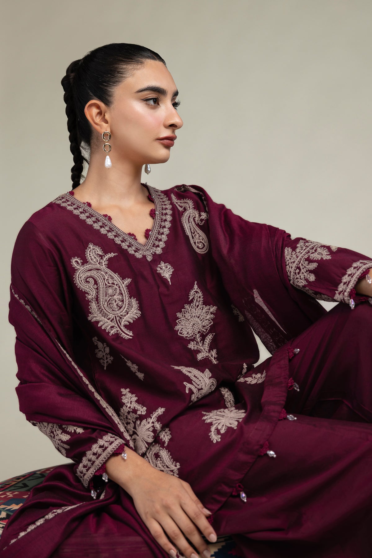 Paisley V-Neck Kurta