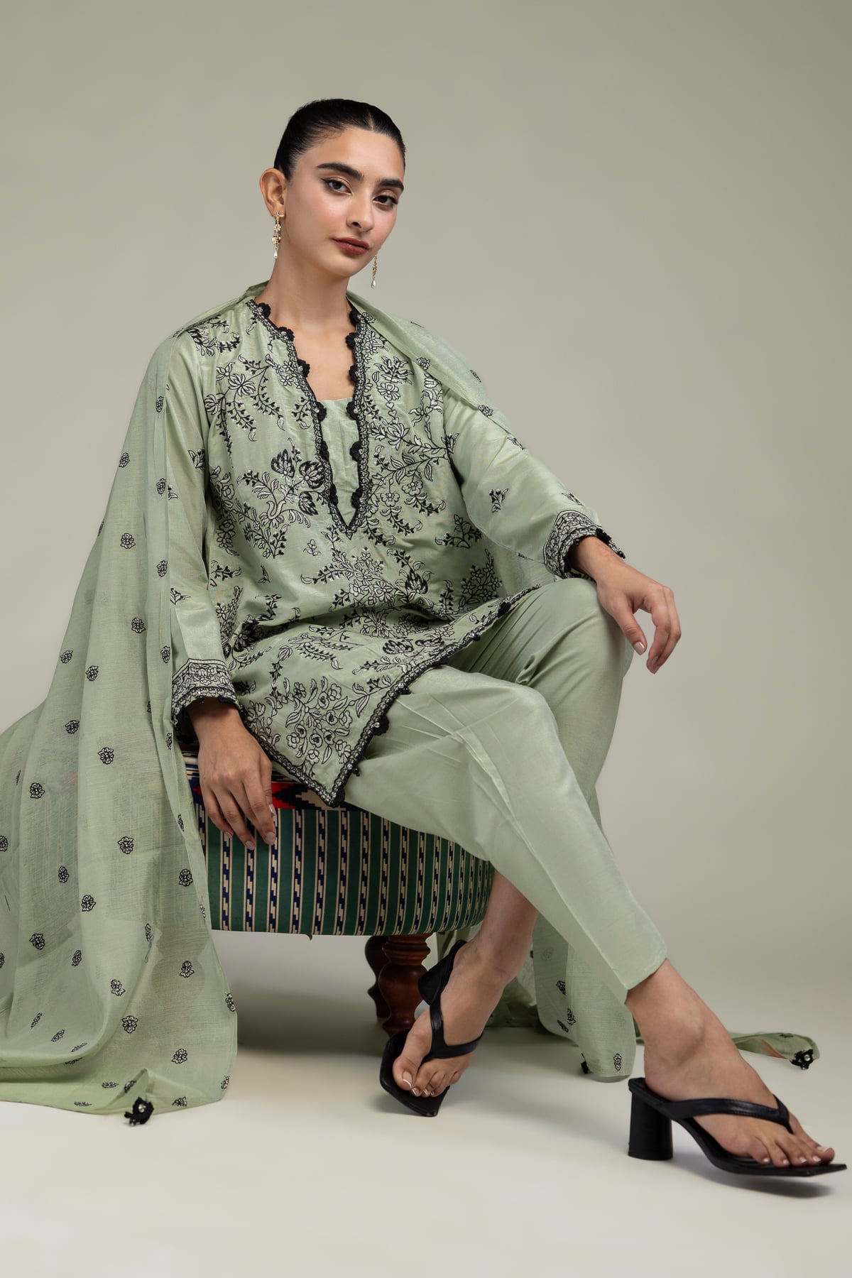 Floral Silk Kurta