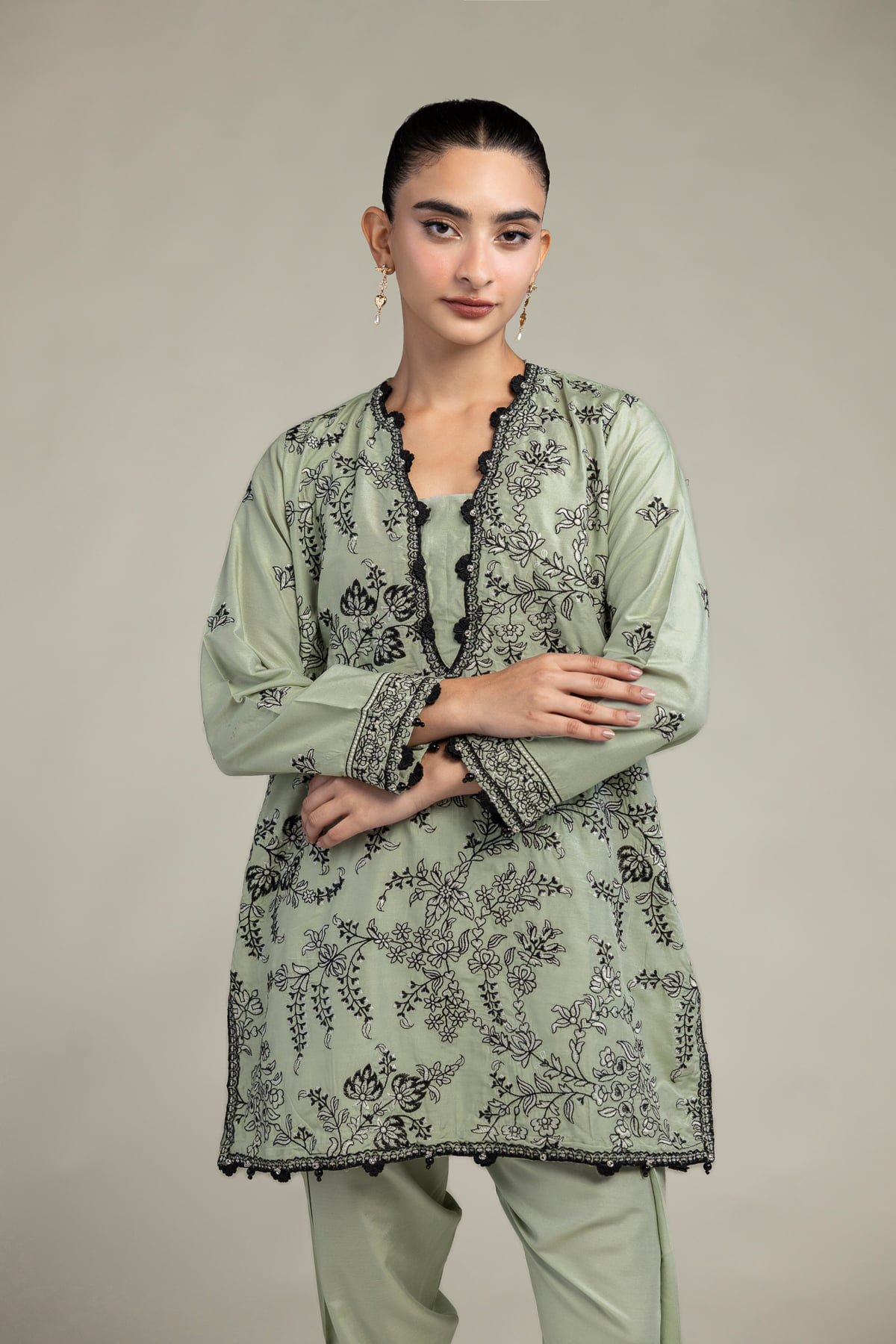 Floral Silk Kurta