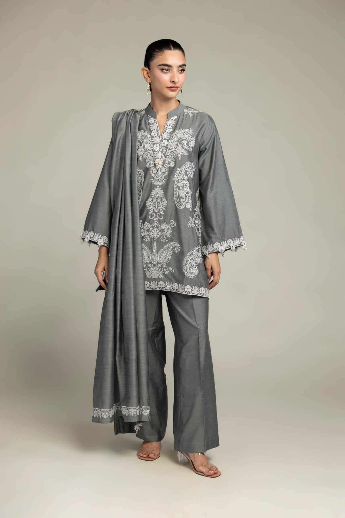 Gray Silk Kurta