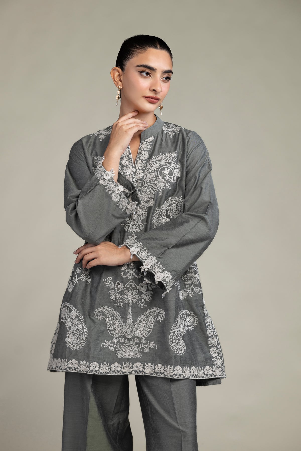 Gray Silk Kurta