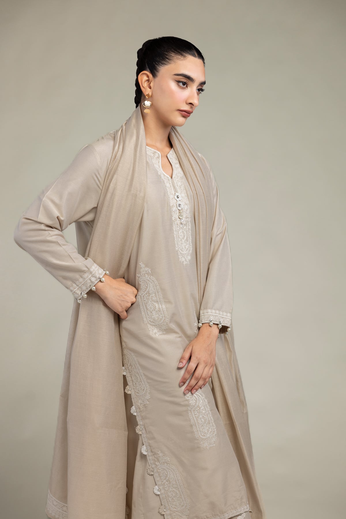 Paisley Beige Kurta