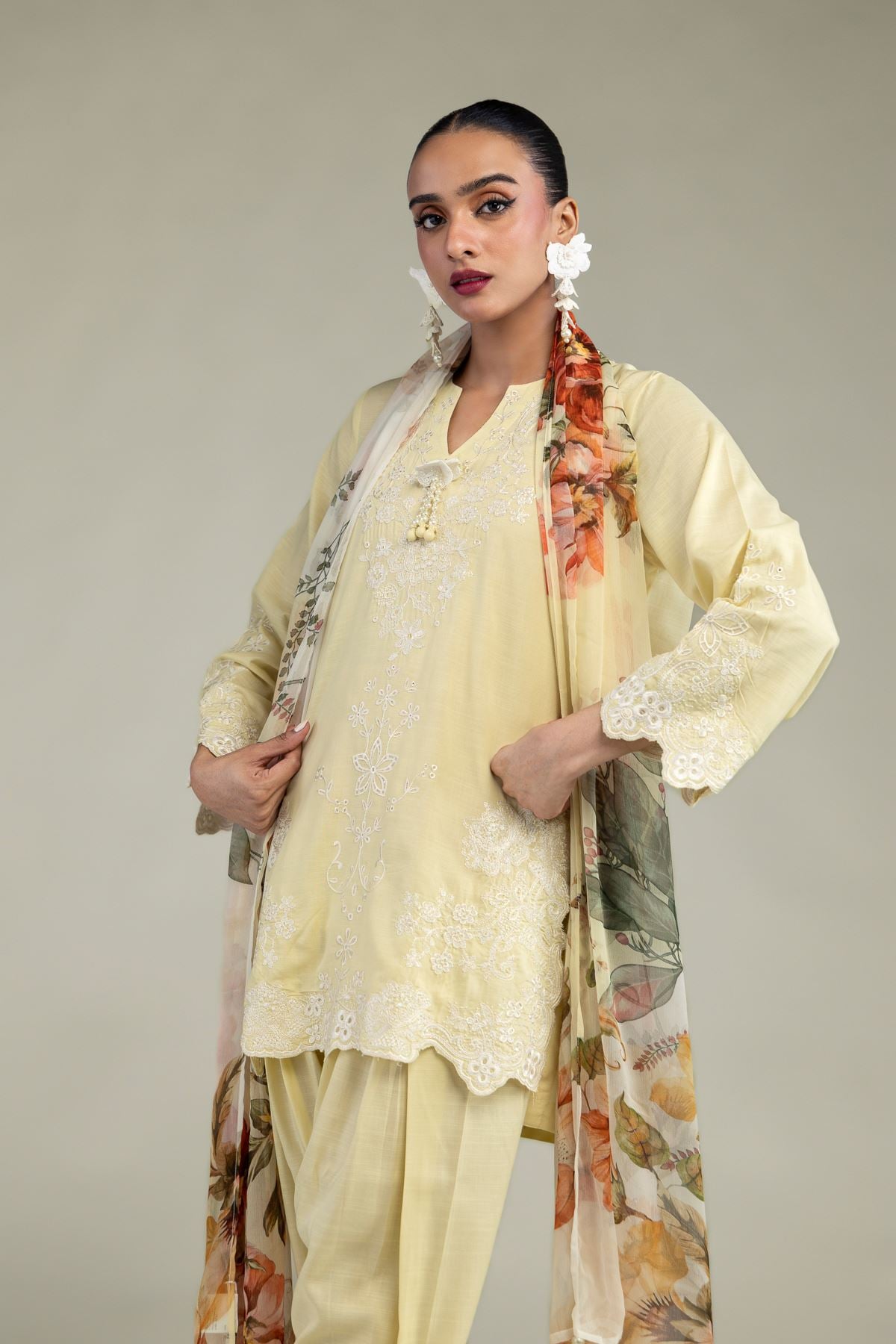 Silk V-Neck Kurta