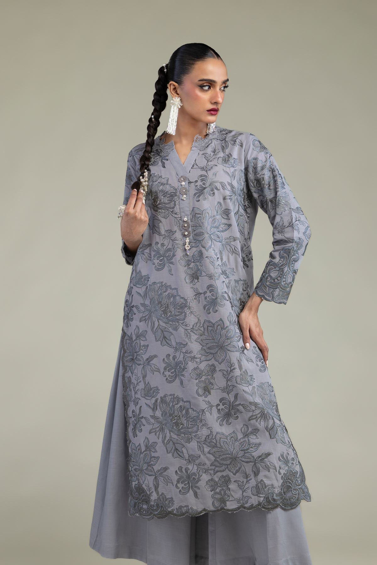 Floral Silk Kurta