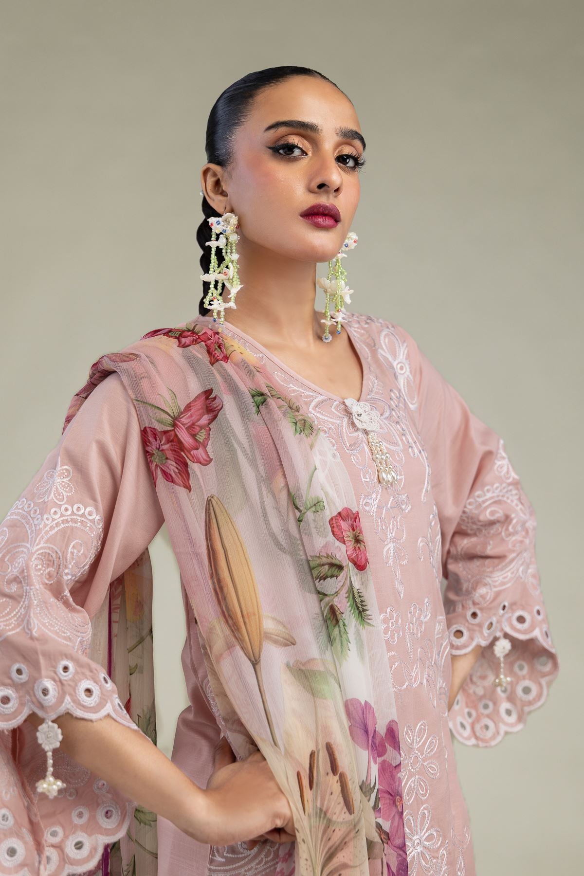 Floral Pink Dupatta