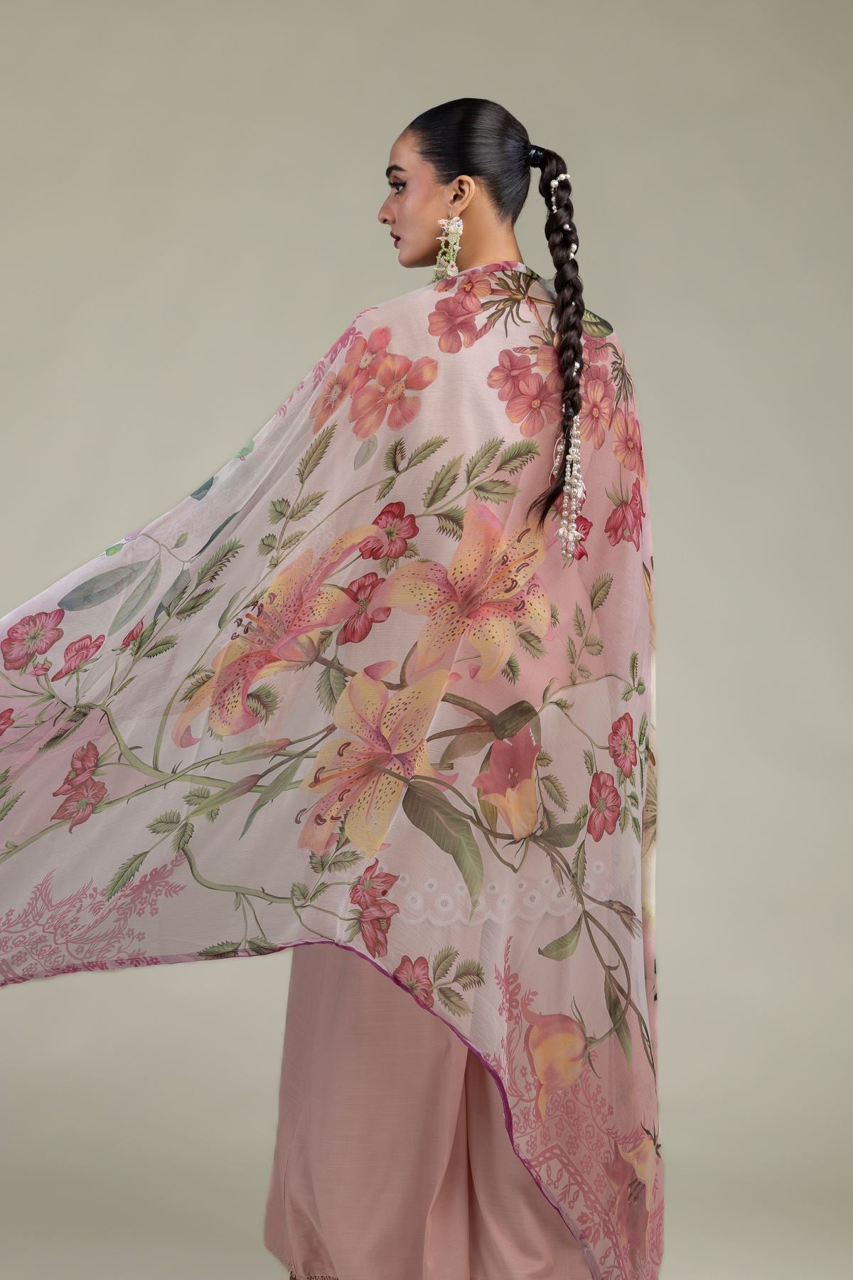 Floral Pink Dupatta