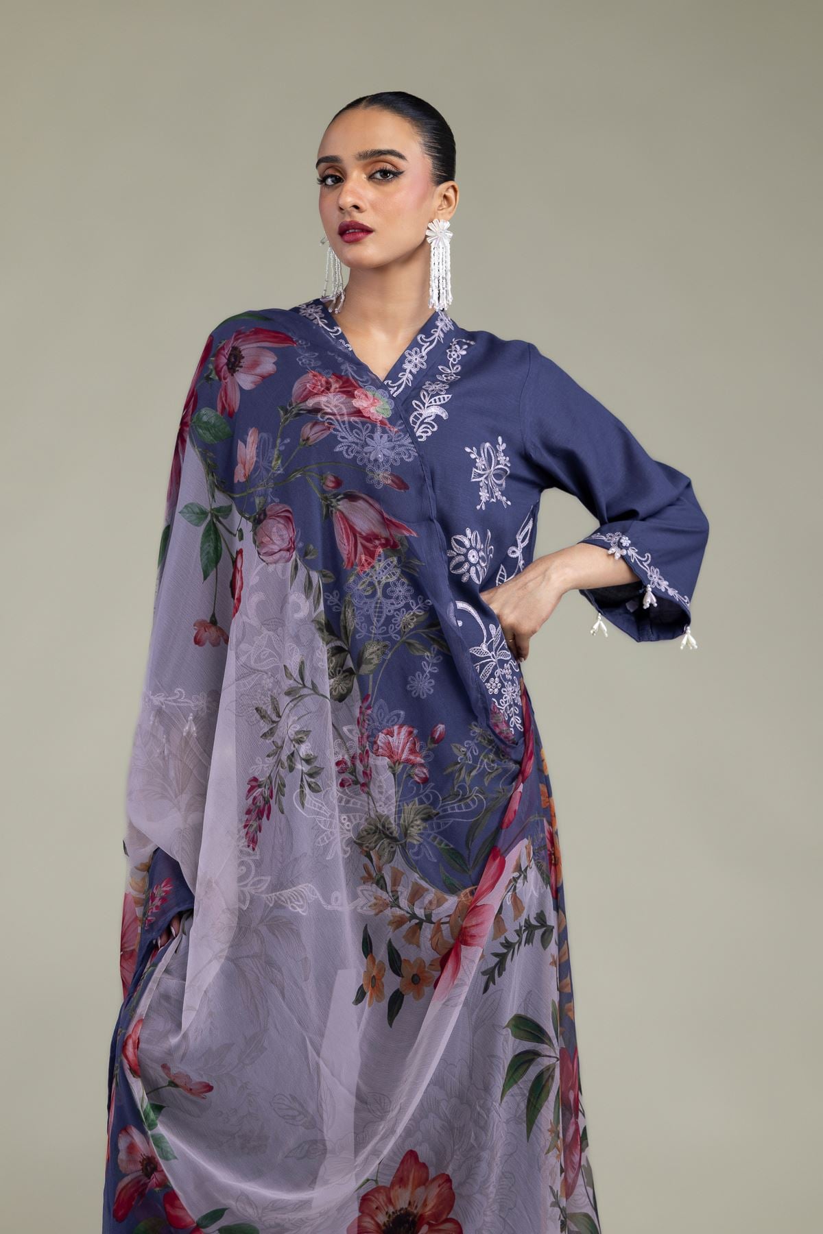 Floral Chiffon Dupatta