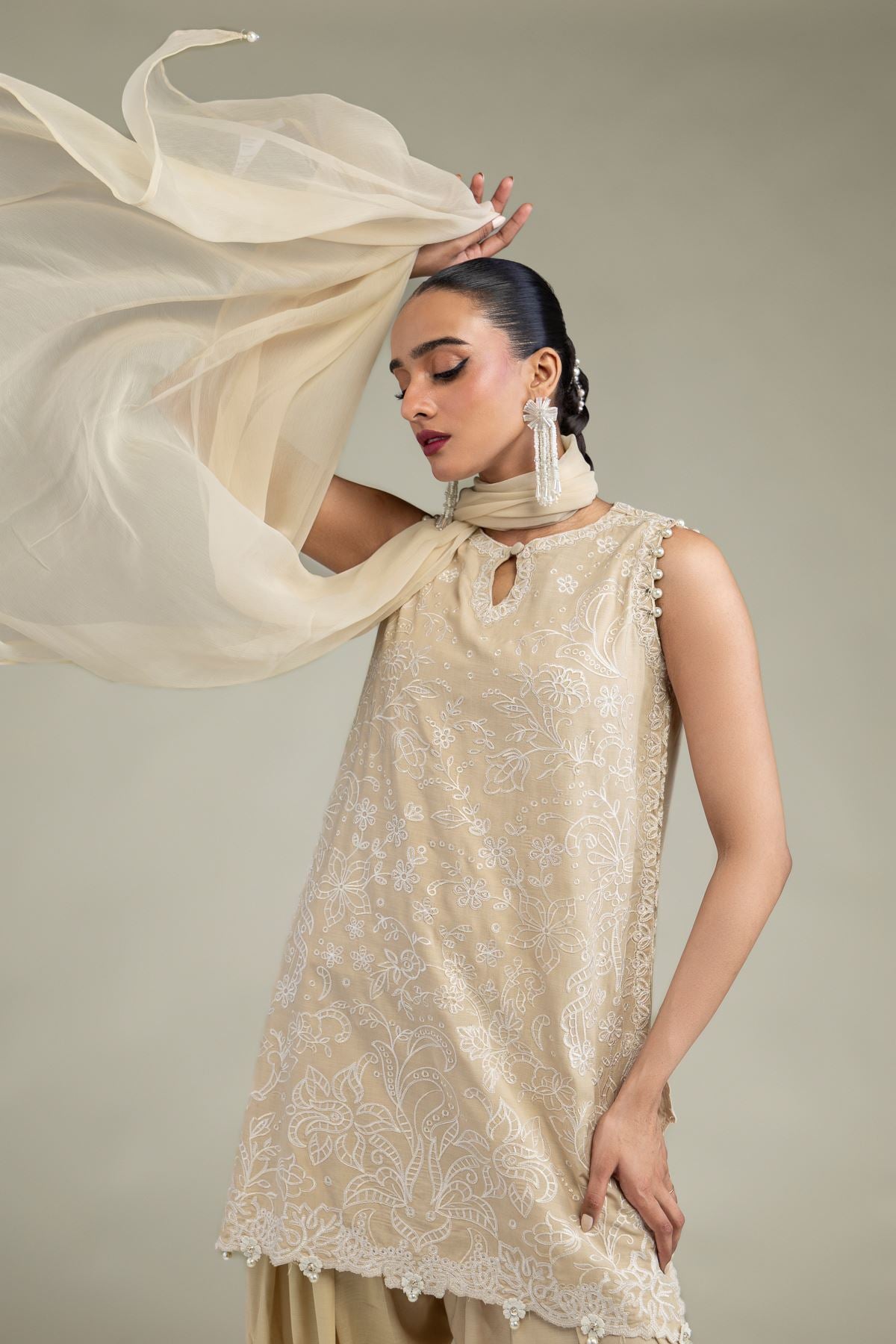 Beige Chiffon Dupatta