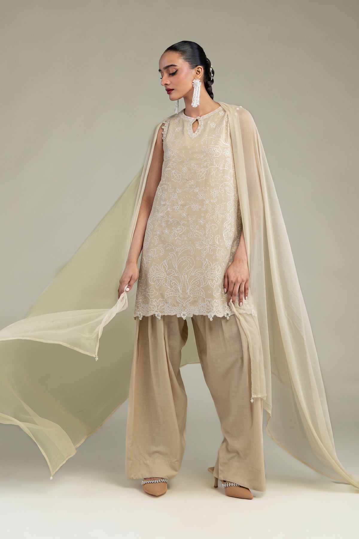 Beige Chiffon Dupatta