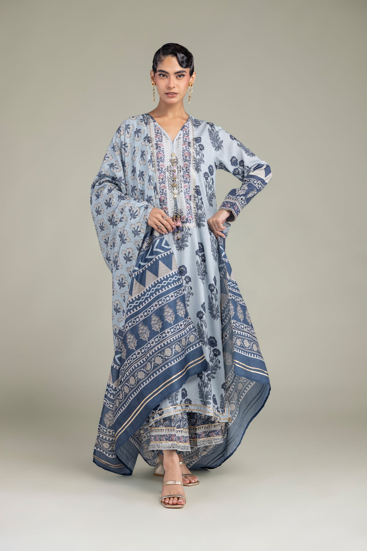 Blue Silk Dupatta