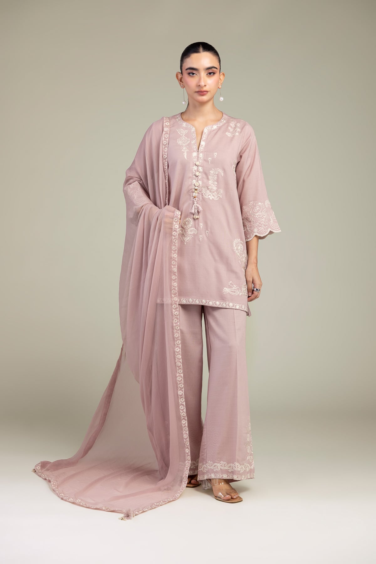 V-Neck Pink Kurta