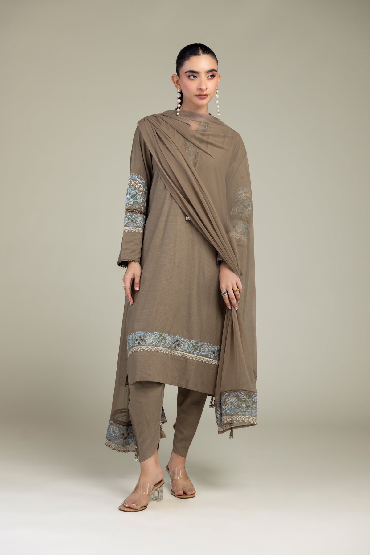 Brown Solid Shalwar