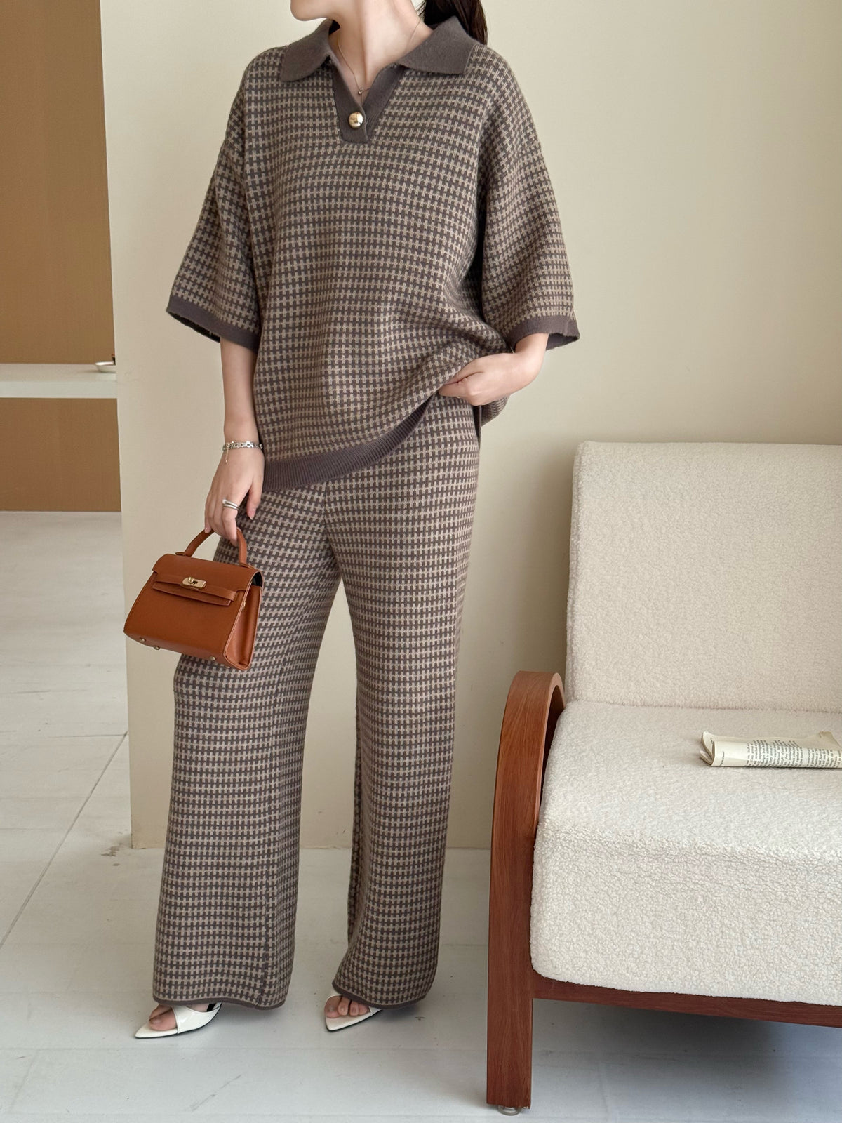 Sira Knit Detail Suit Dark Mouse