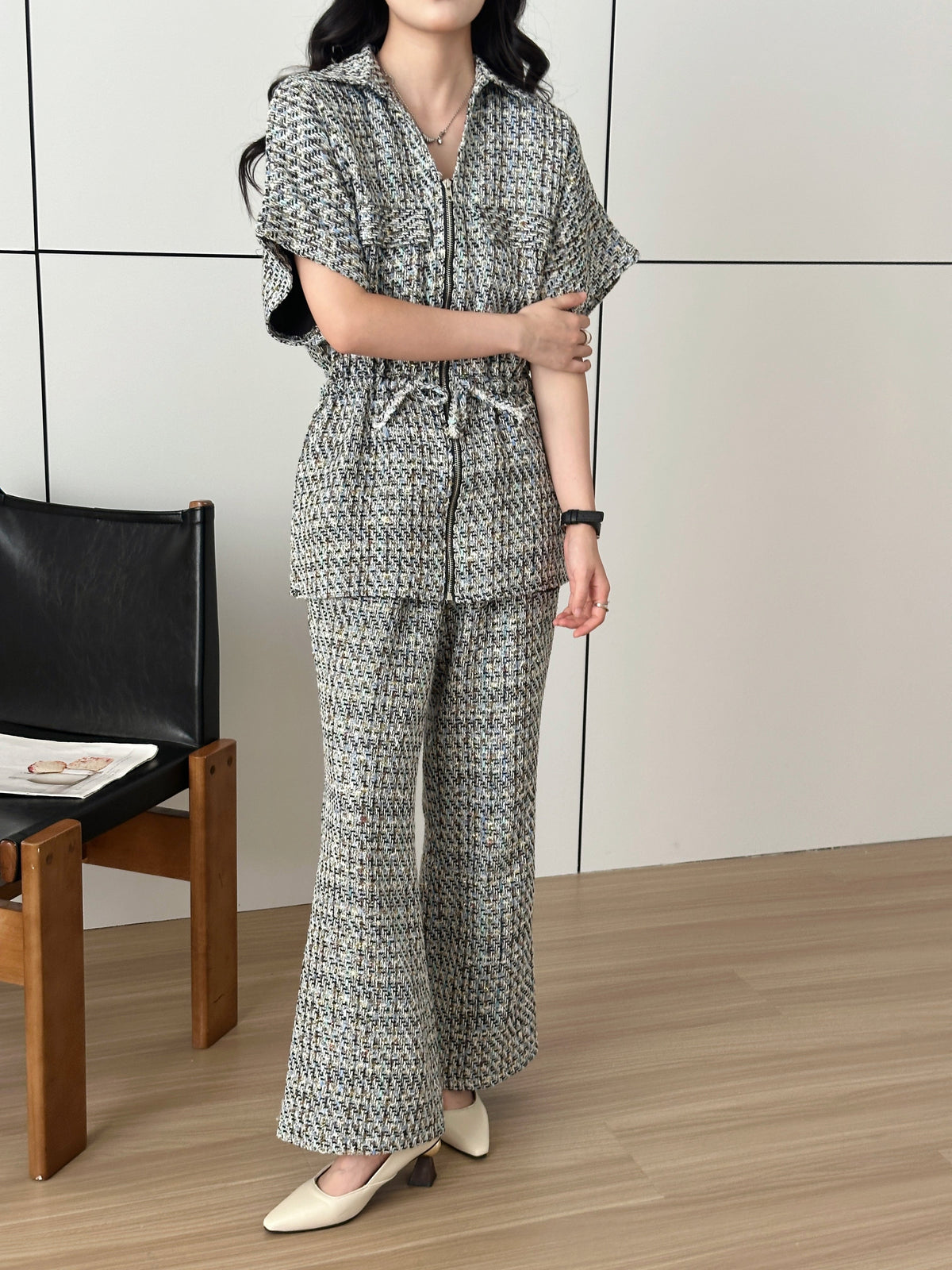 Pera Grey Chequered Knit Suit