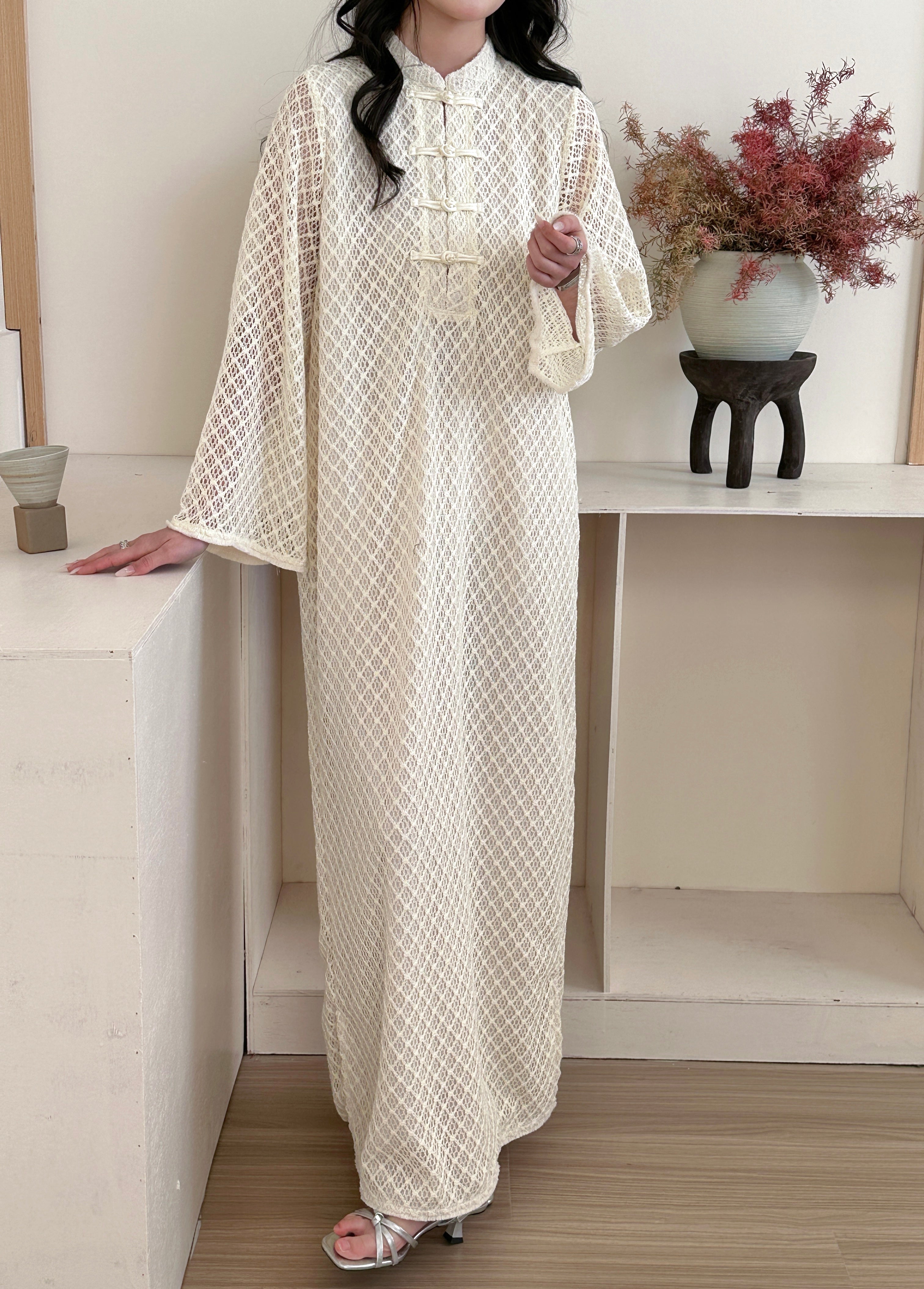 Gili Off White Miniature Lace Affect dress