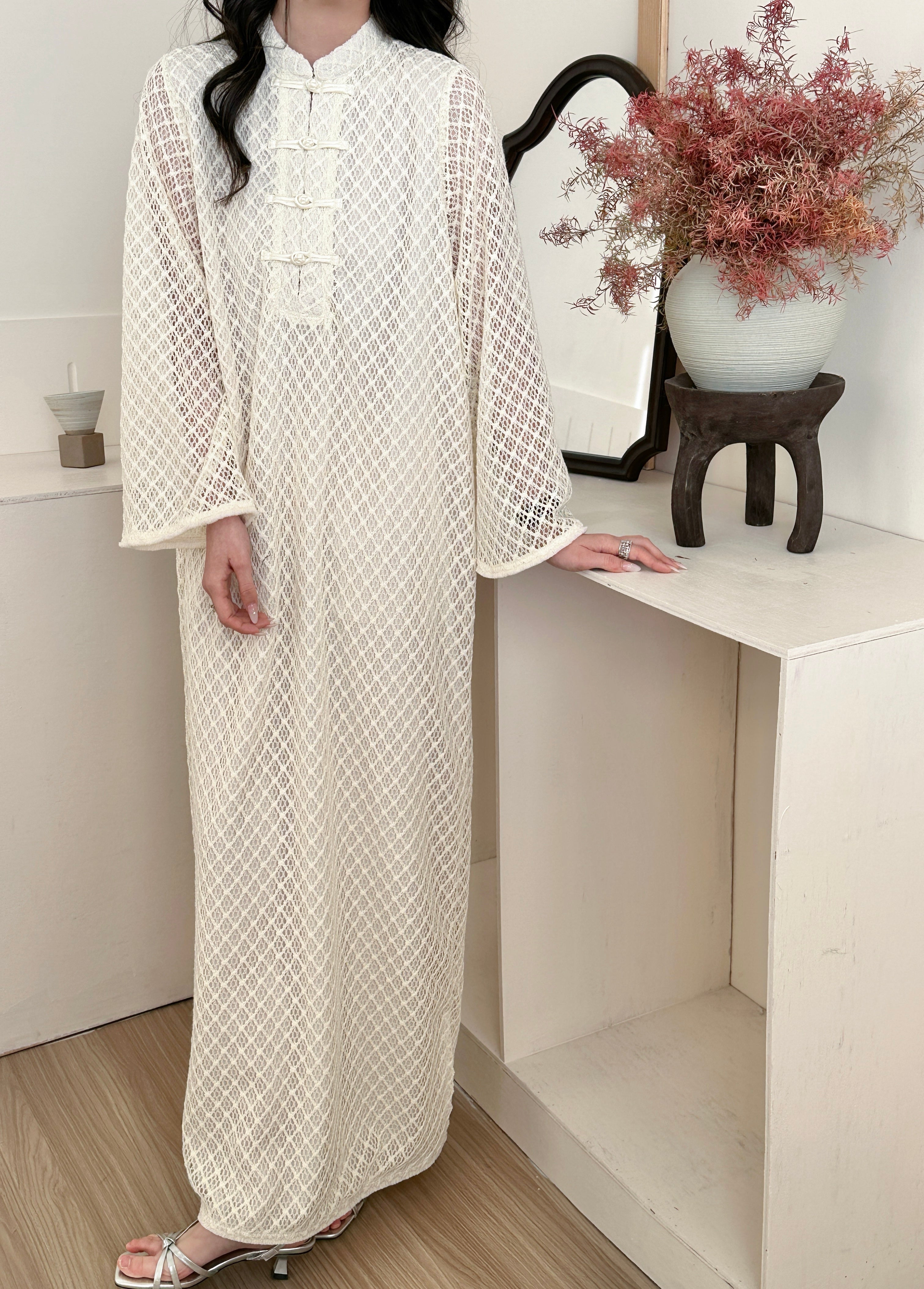 Gili Off White Miniature Lace Affect dress