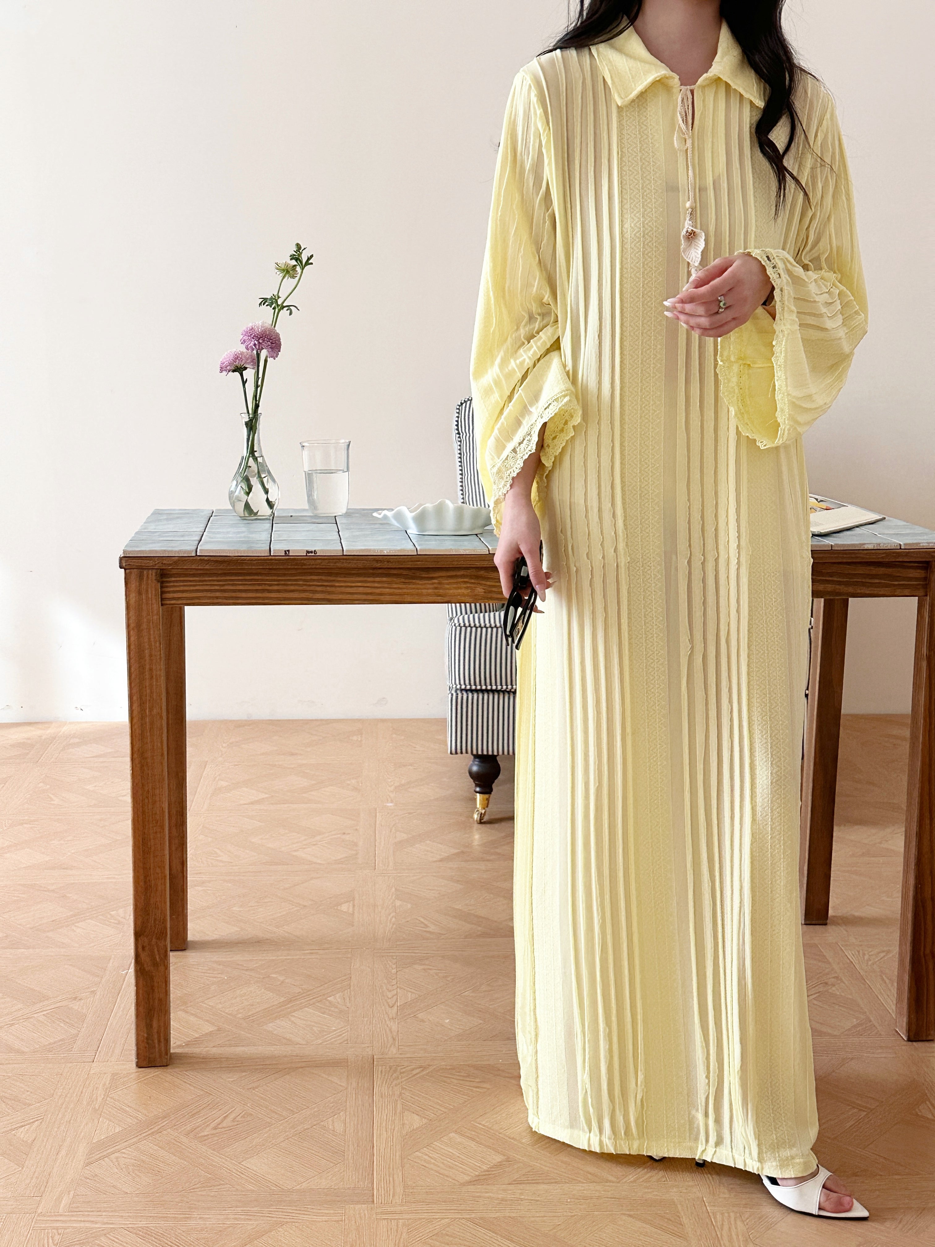 Kayla Lemon Butter Textured Dress