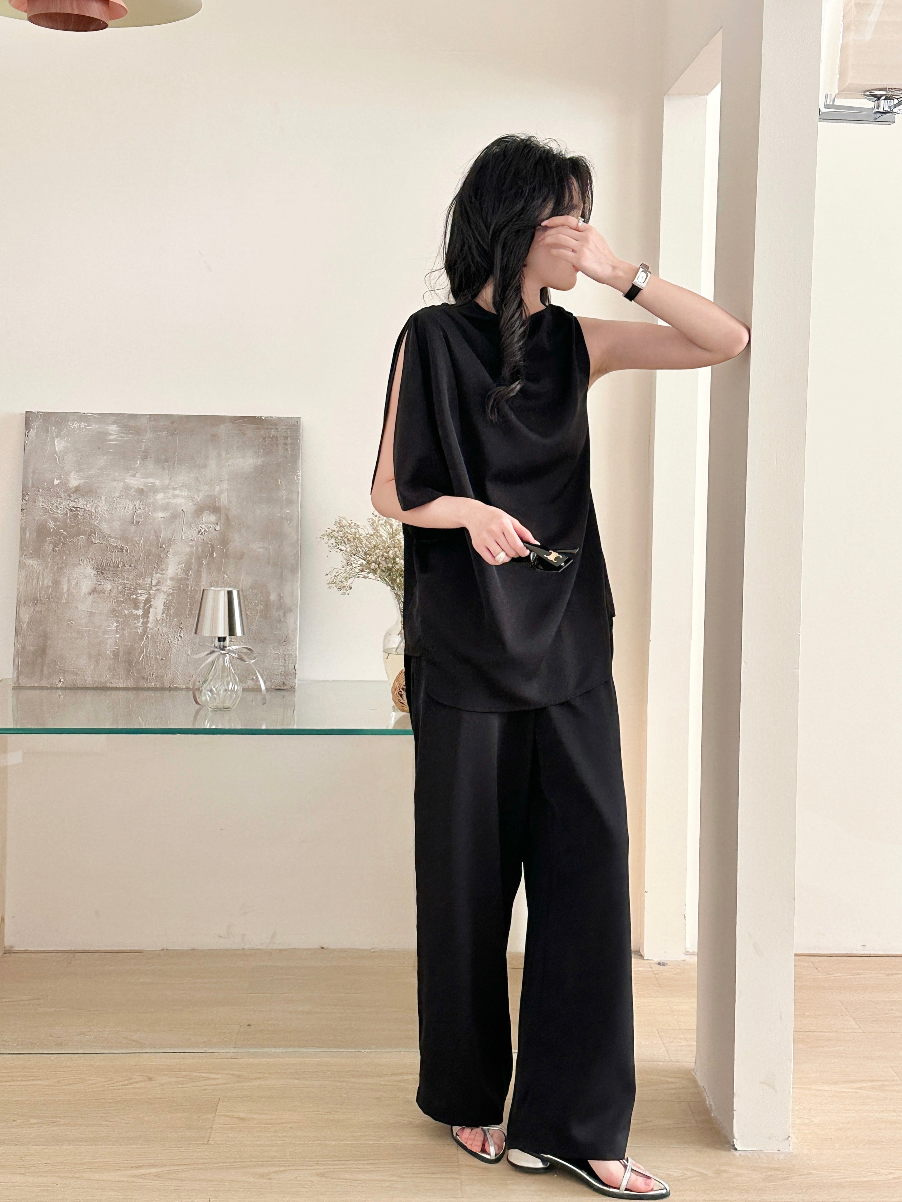 Norah Black Draped Set