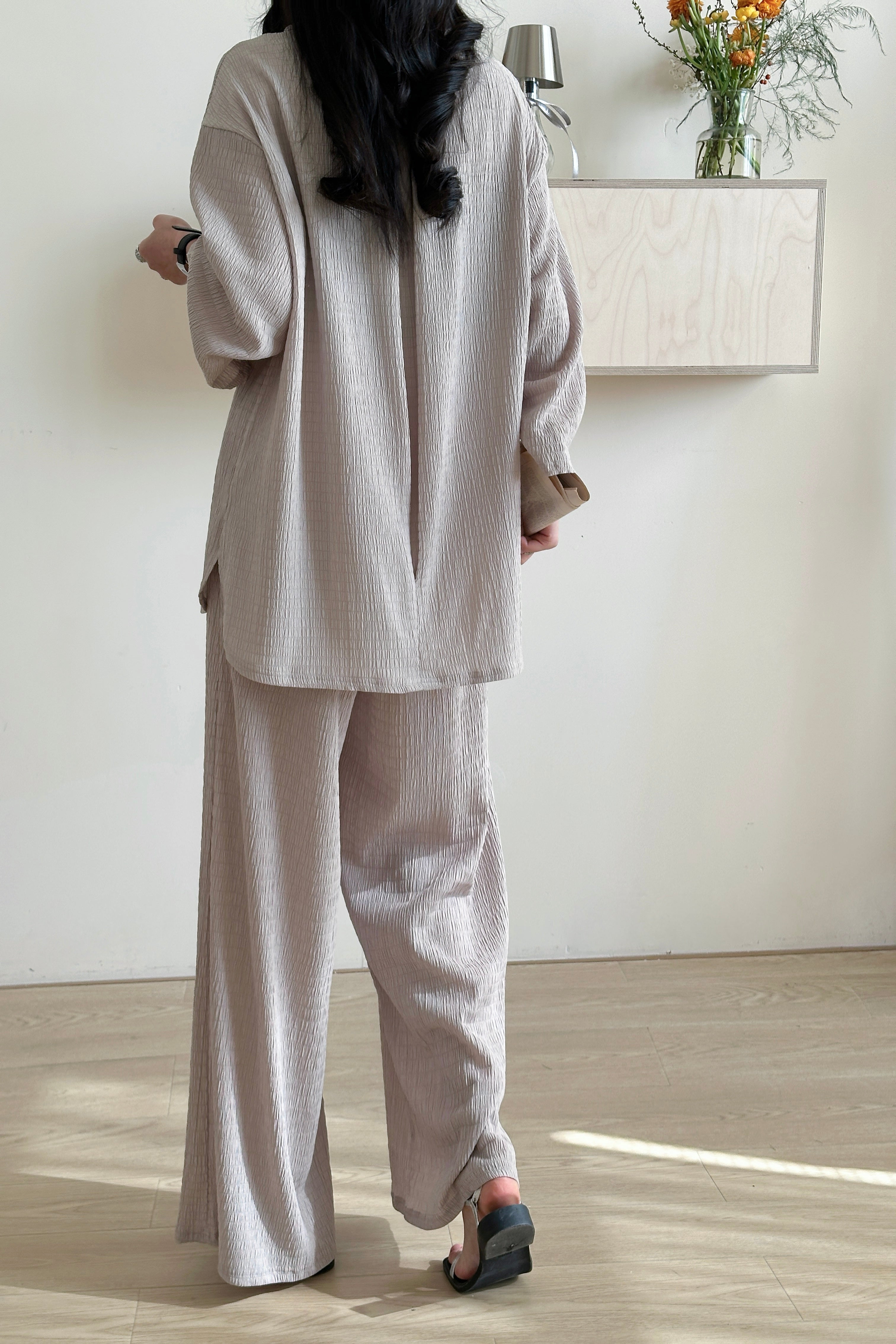 Gigi Textured Summer Co ord Gray