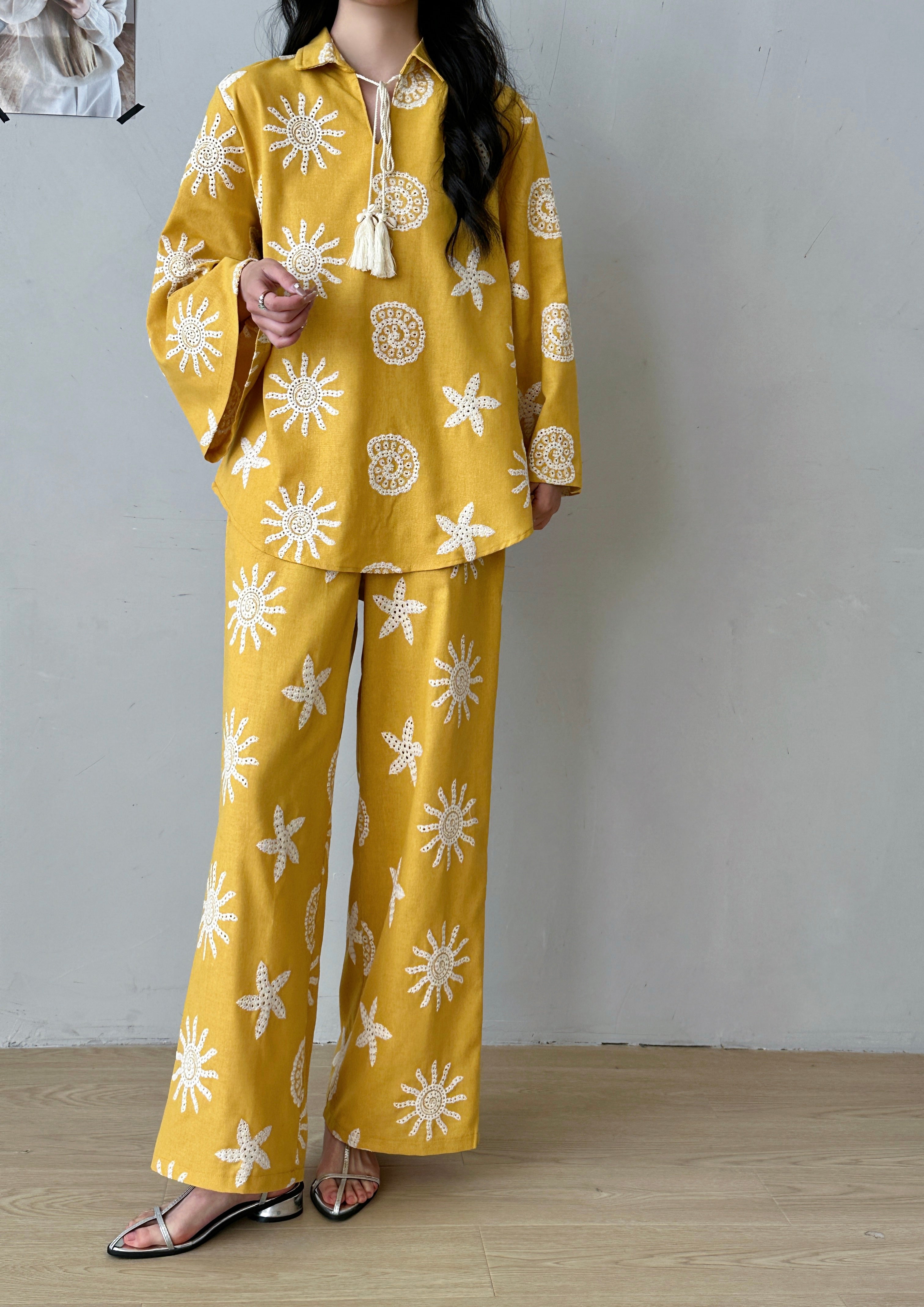 Canggu Embroidered Sun Suit Yellow