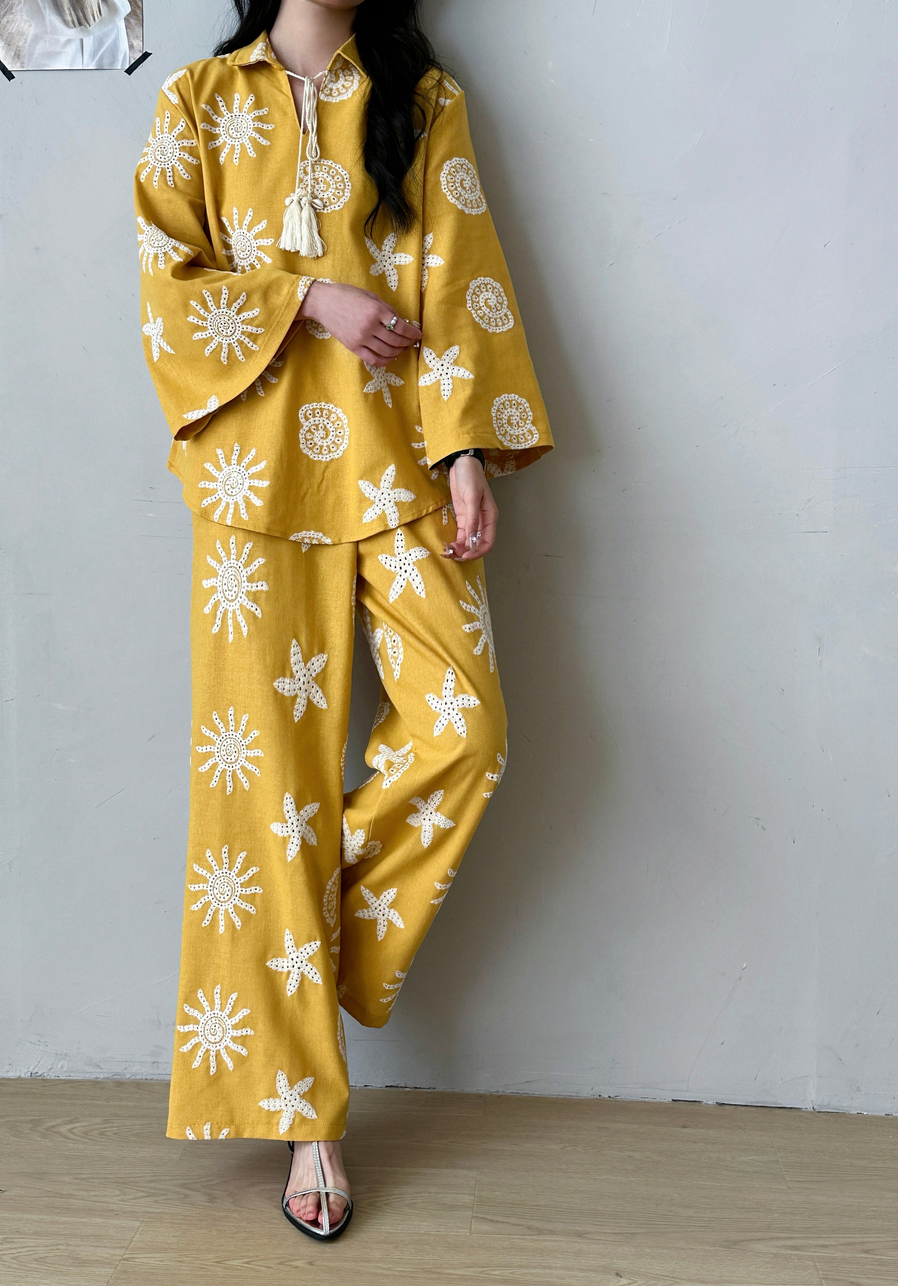 Canggu Embroidered Sun Suit Yellow