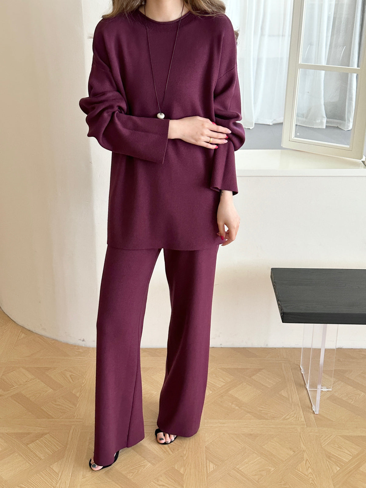Milli Burgundy Butter Knit Suit