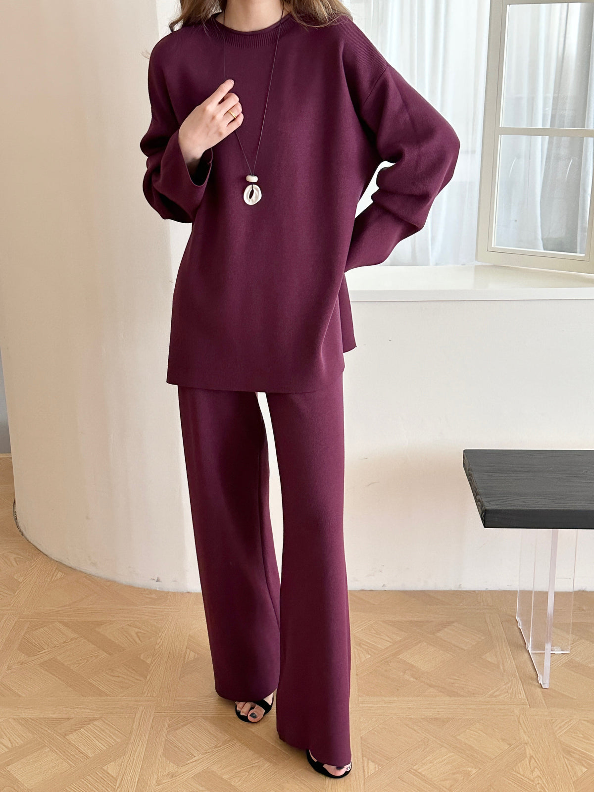 Milli Burgundy Butter Knit Suit