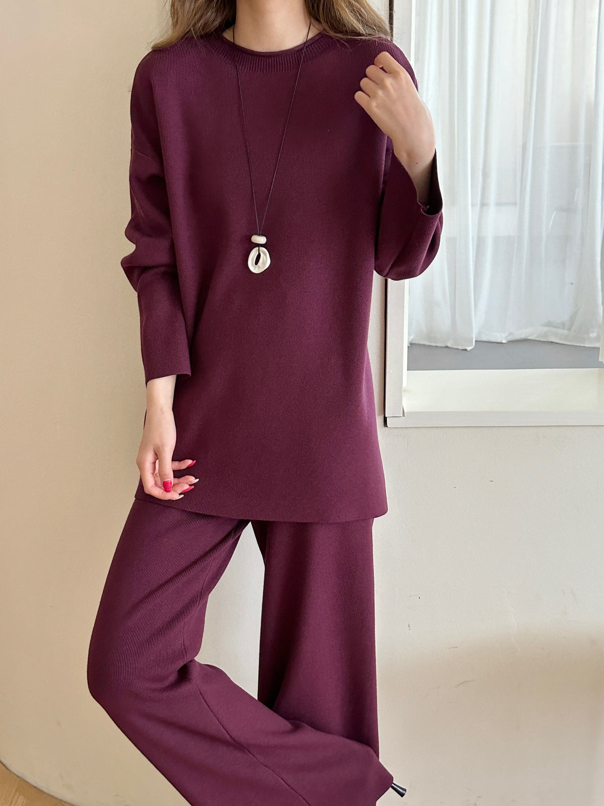 Milli Burgundy Butter Knit Suit