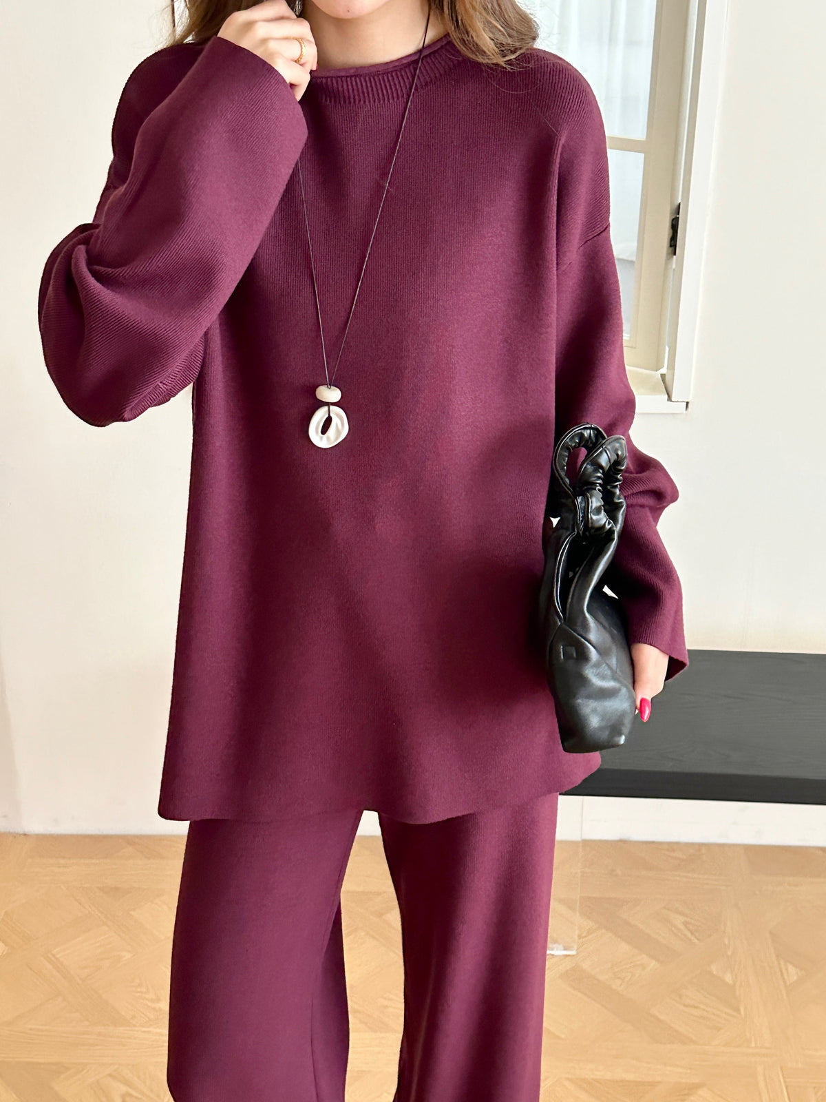 Milli Burgundy Butter Knit Suit
