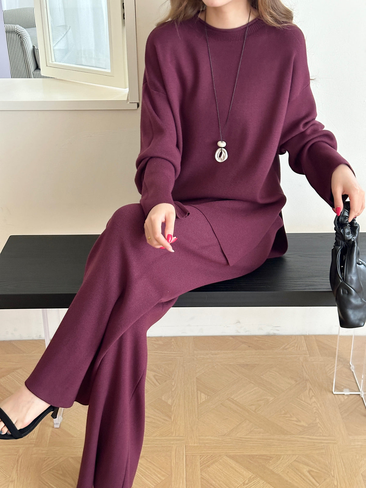 Milli Burgundy Butter Knit Suit