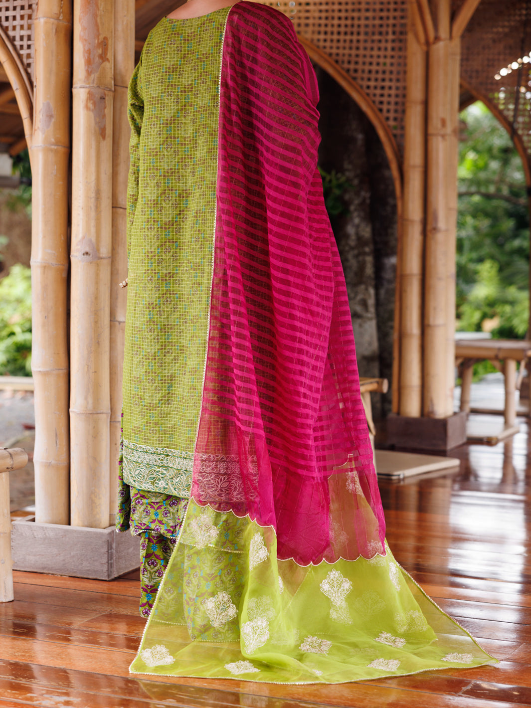Green Maple Silk 3 Piece Stitched - ALP-3PS-2026