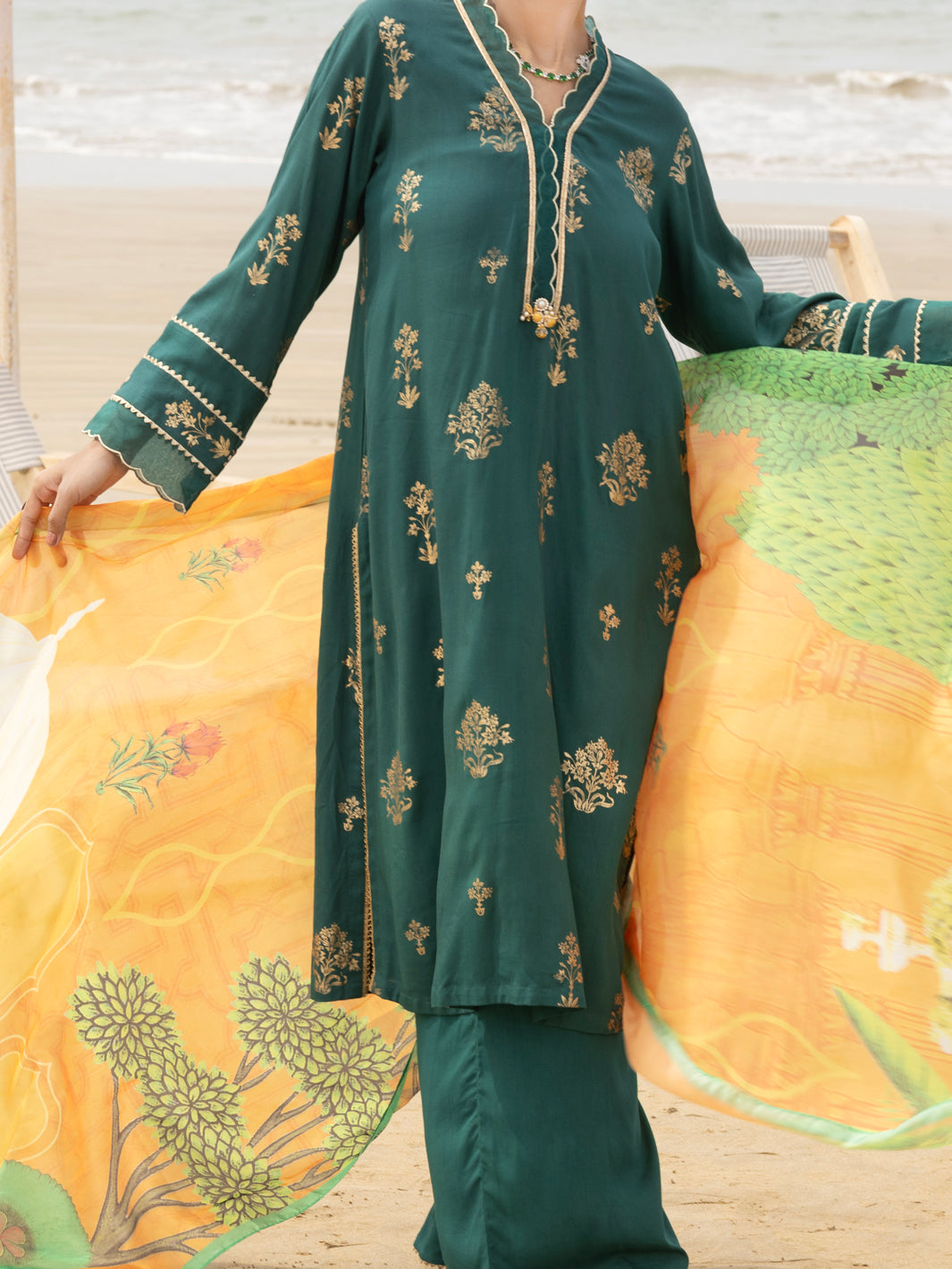 Green Viscose 3 Piece Unstitched - ALP-3PS-2043