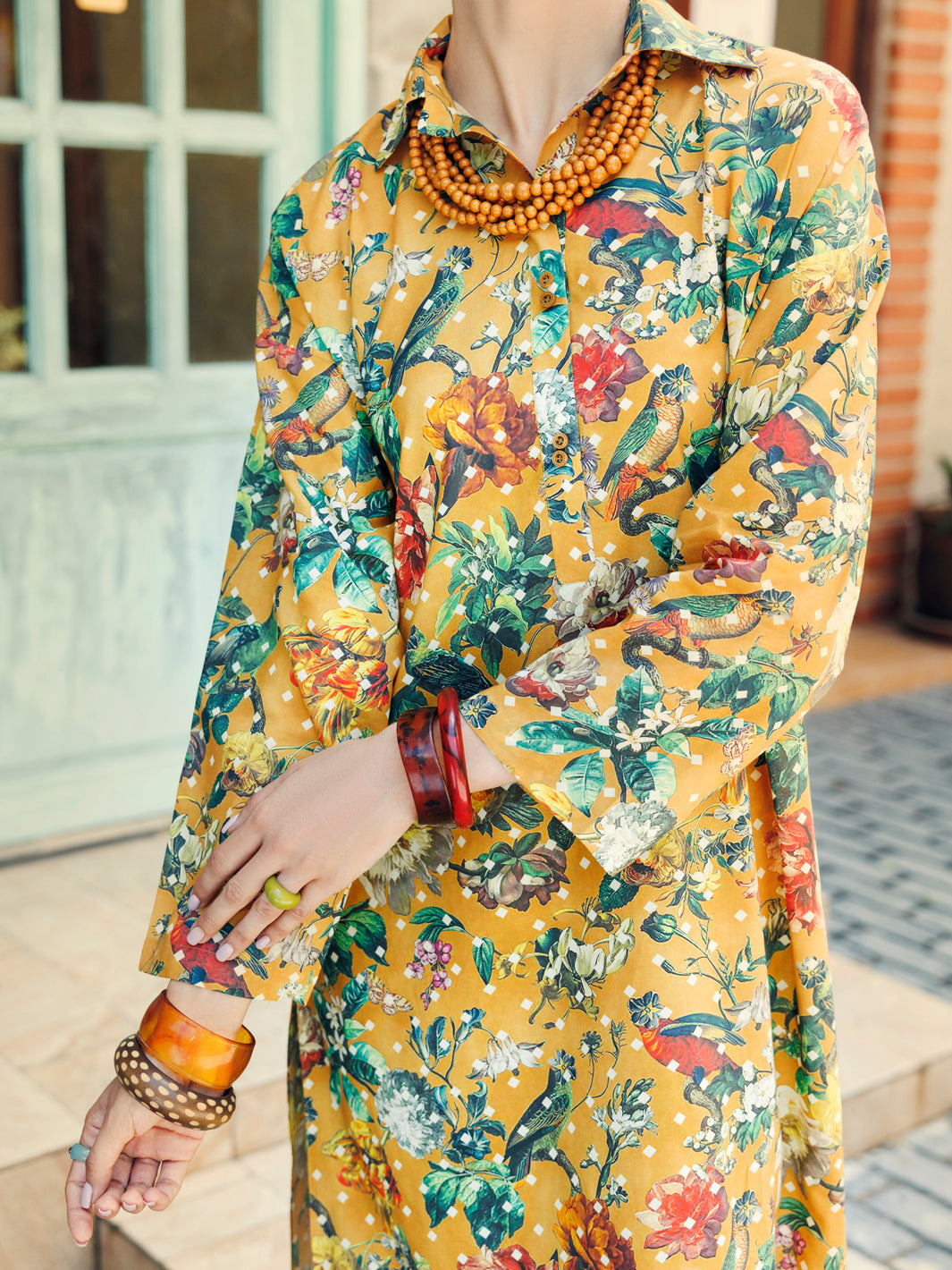 Mustard Lawn 2 Piece Stitched - ALP-2PS-SLKS-2076