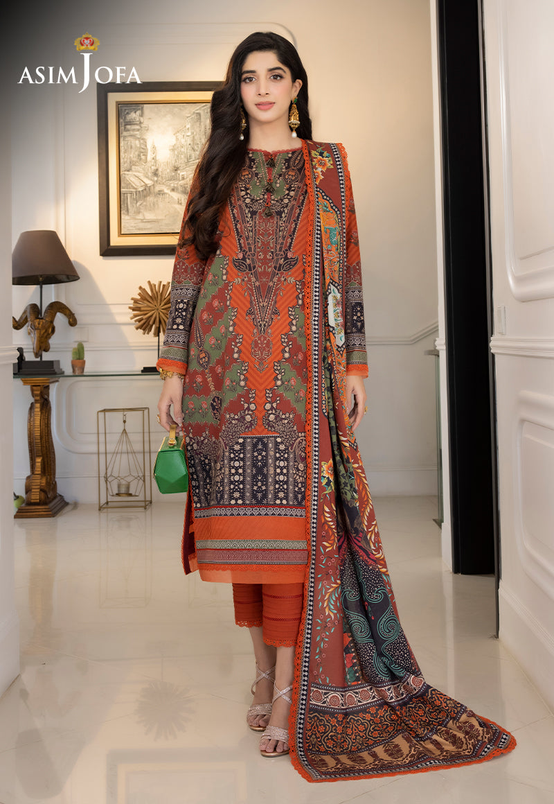AJS-08 DESIGNERS STITCHED PRINTED LAWN 3 PCS