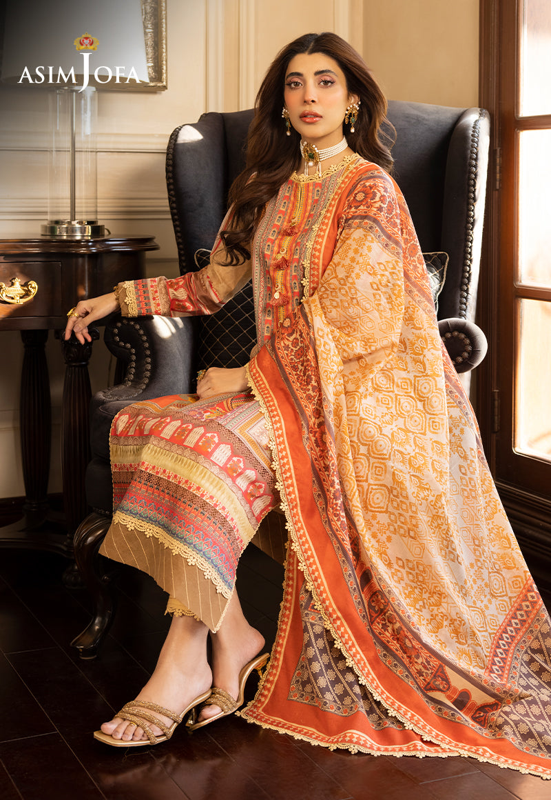 AJS-33 DESIGNERS STITCHED PRINTED LAWN 3 PCS