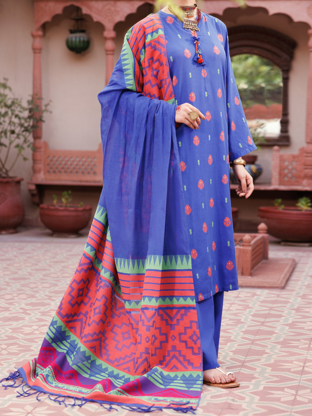 Blue Yarn Dyed 3Pc Stitched - ALP-3PS-2155