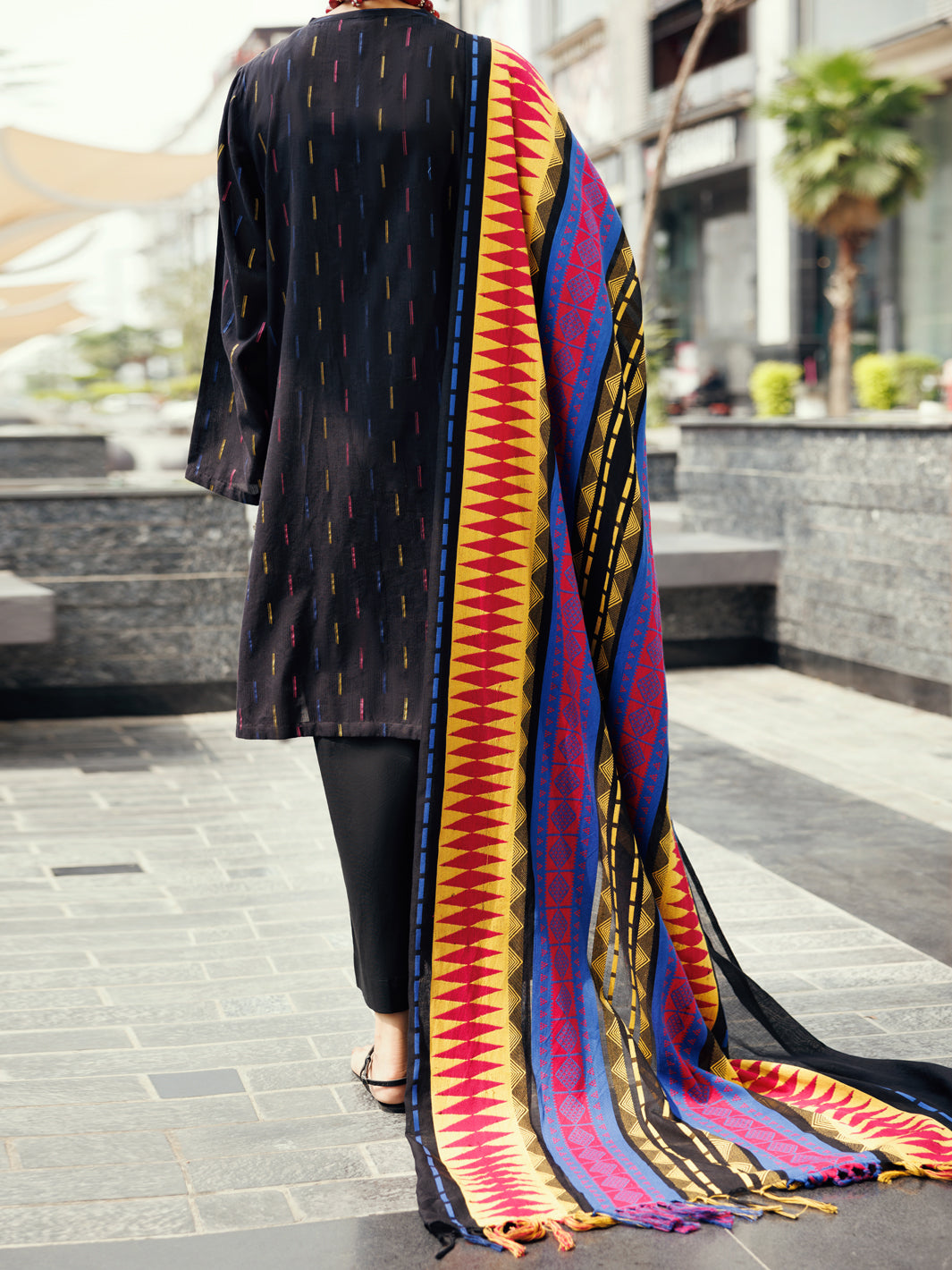 Black Yarn Dyed 3Pc Unstitched - ALP-3PS-2157