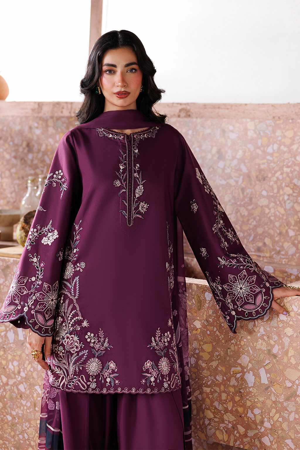 UE-703 Embroidered Lawn