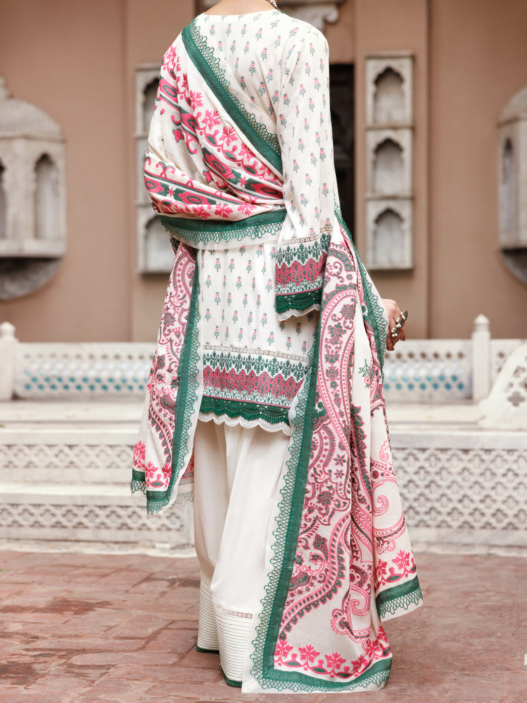 Ivory Viscose Jacquard 3Pc Unstitched - ALP-3PS-2229