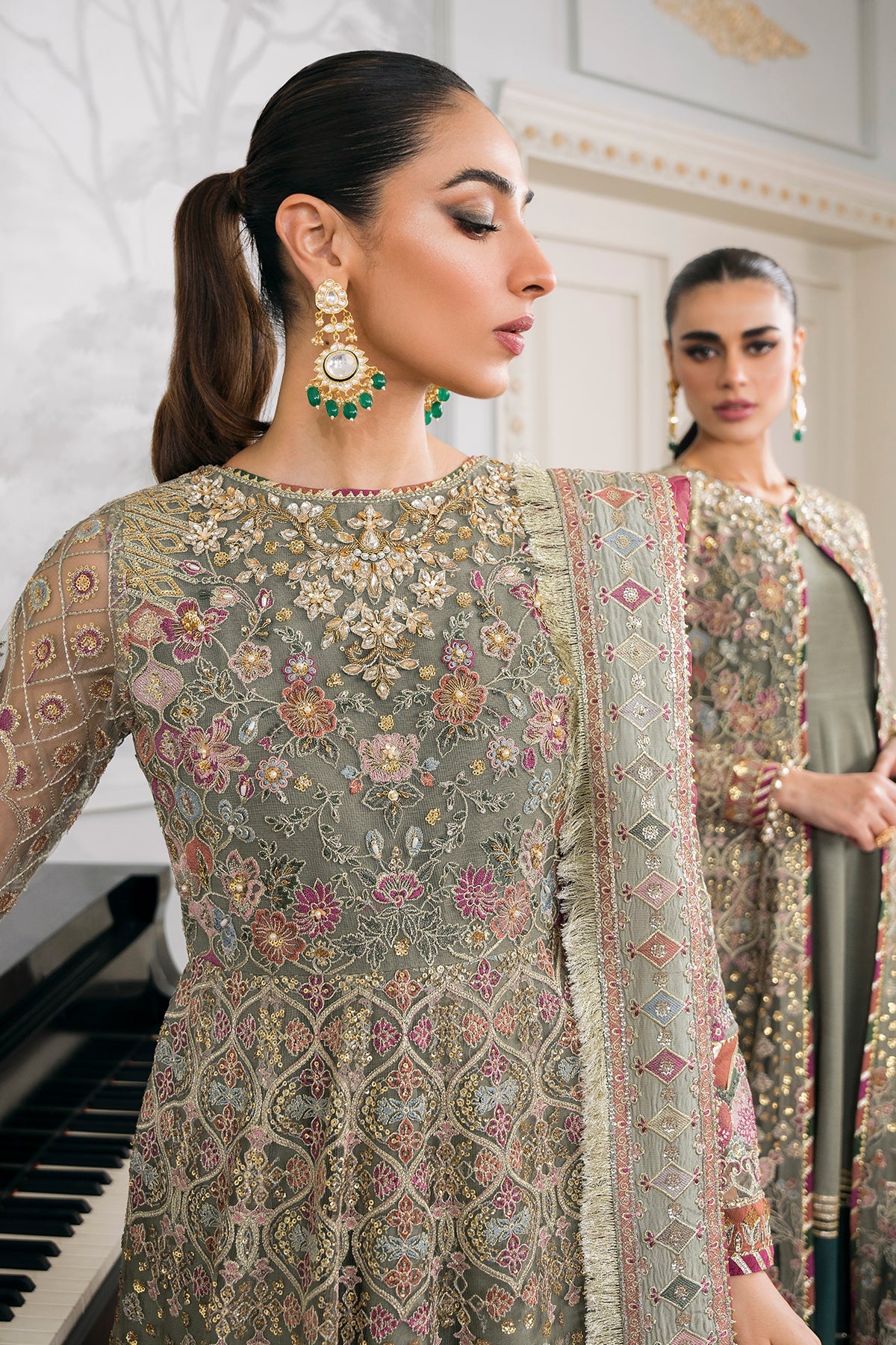 EMBROIDERED NET CH12-02 STITCHED