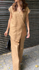 Brown Linen Vest Set