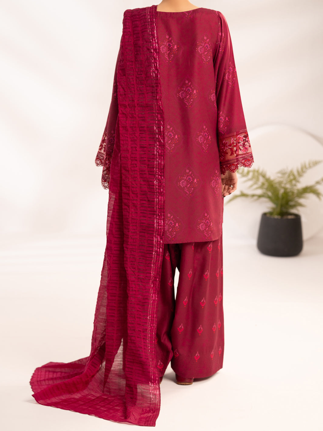 Maroon Lawn Unstitched 3Pc - ALP-3PS-2464