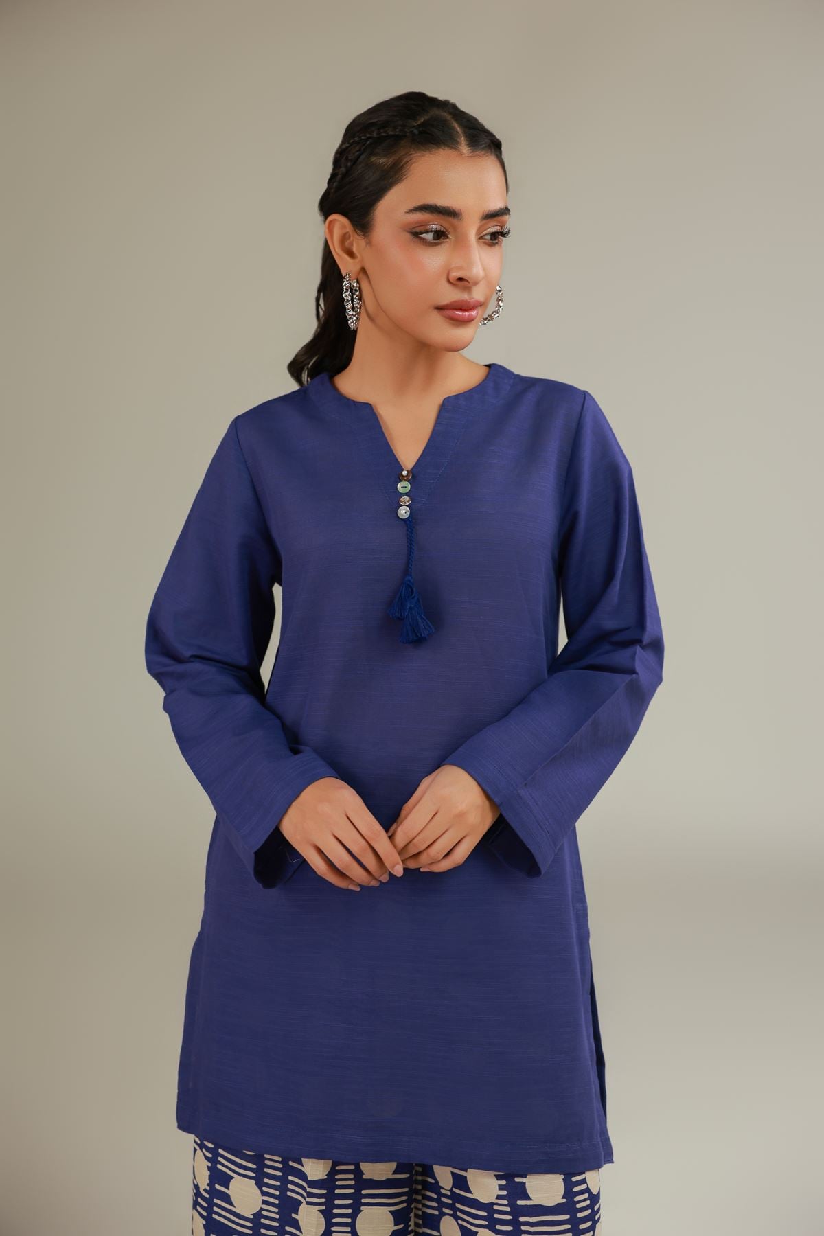 V-Neck Tassel Kurta