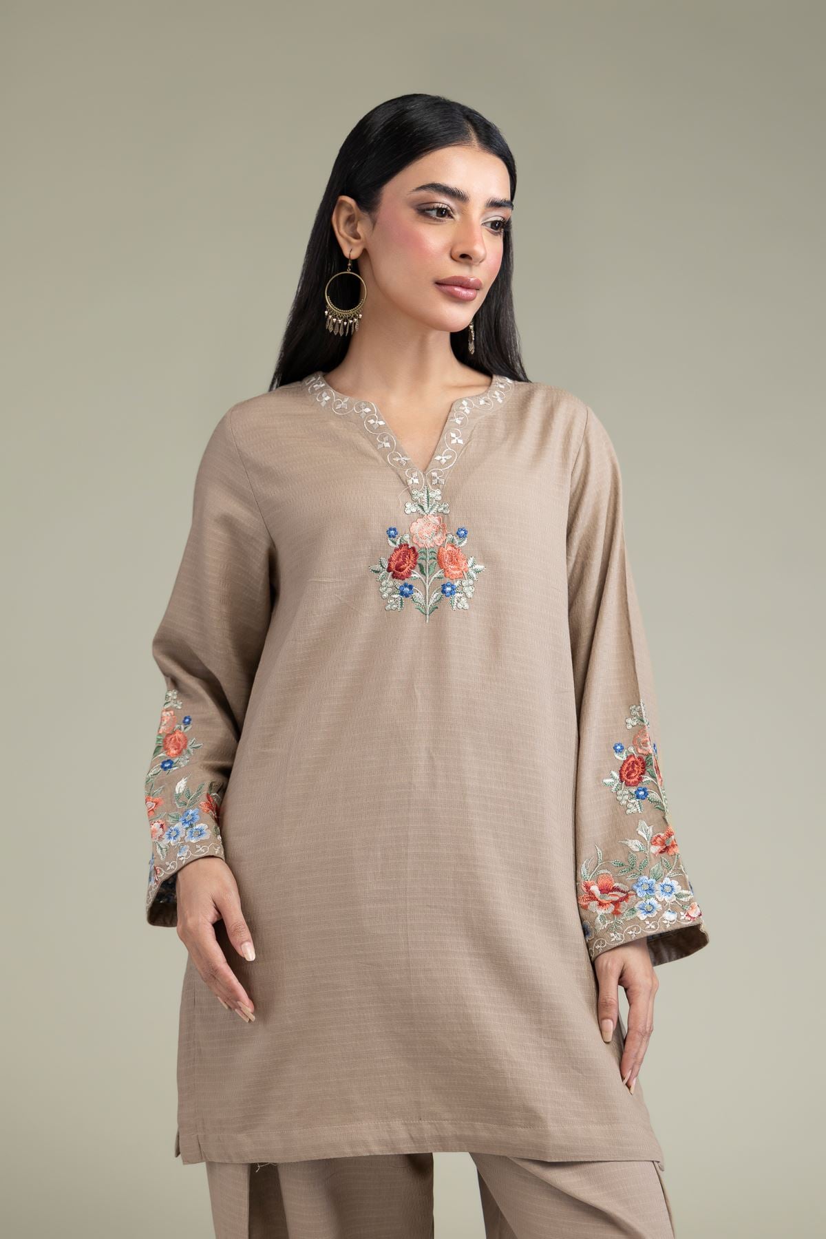 Floral Beige Kurta