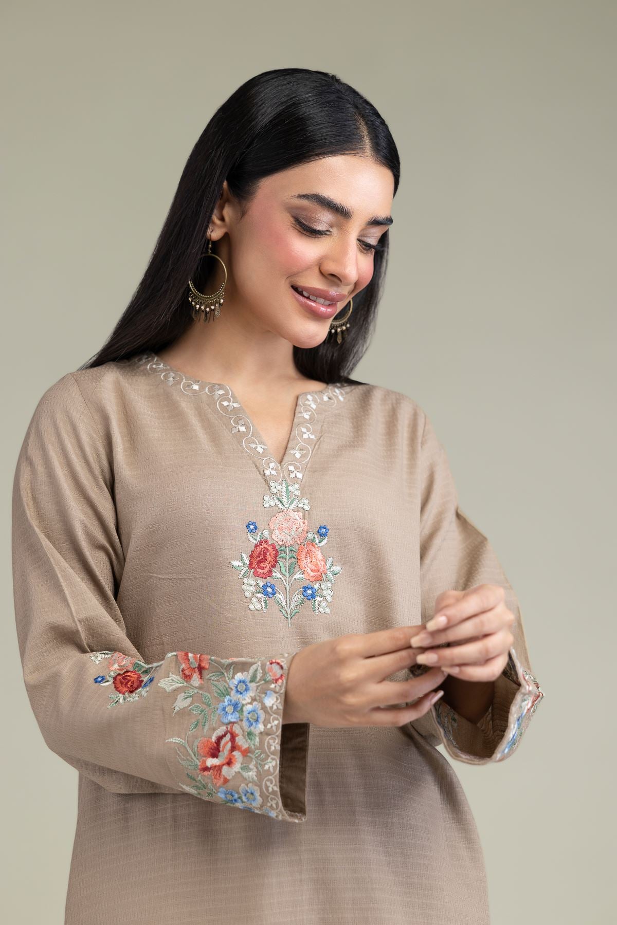 Floral Beige Kurta