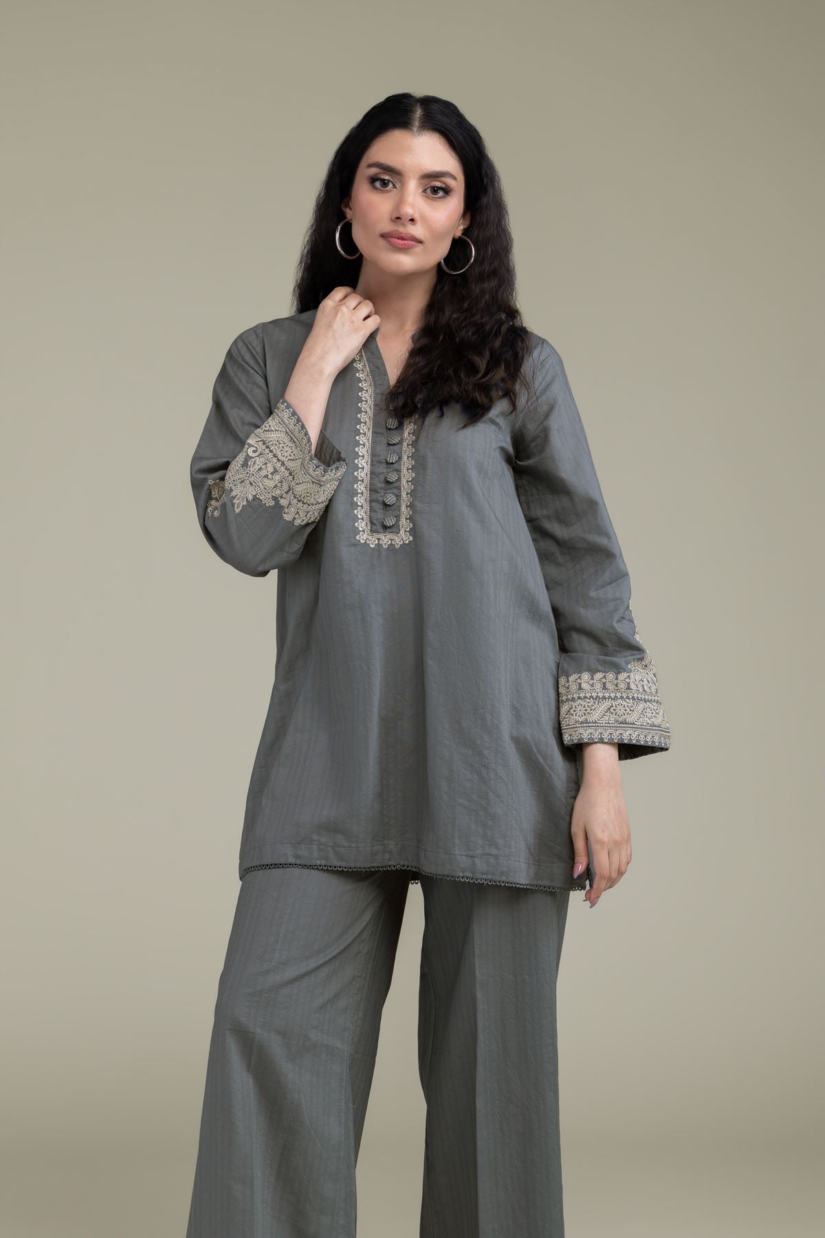 Gray Cotton Kurta